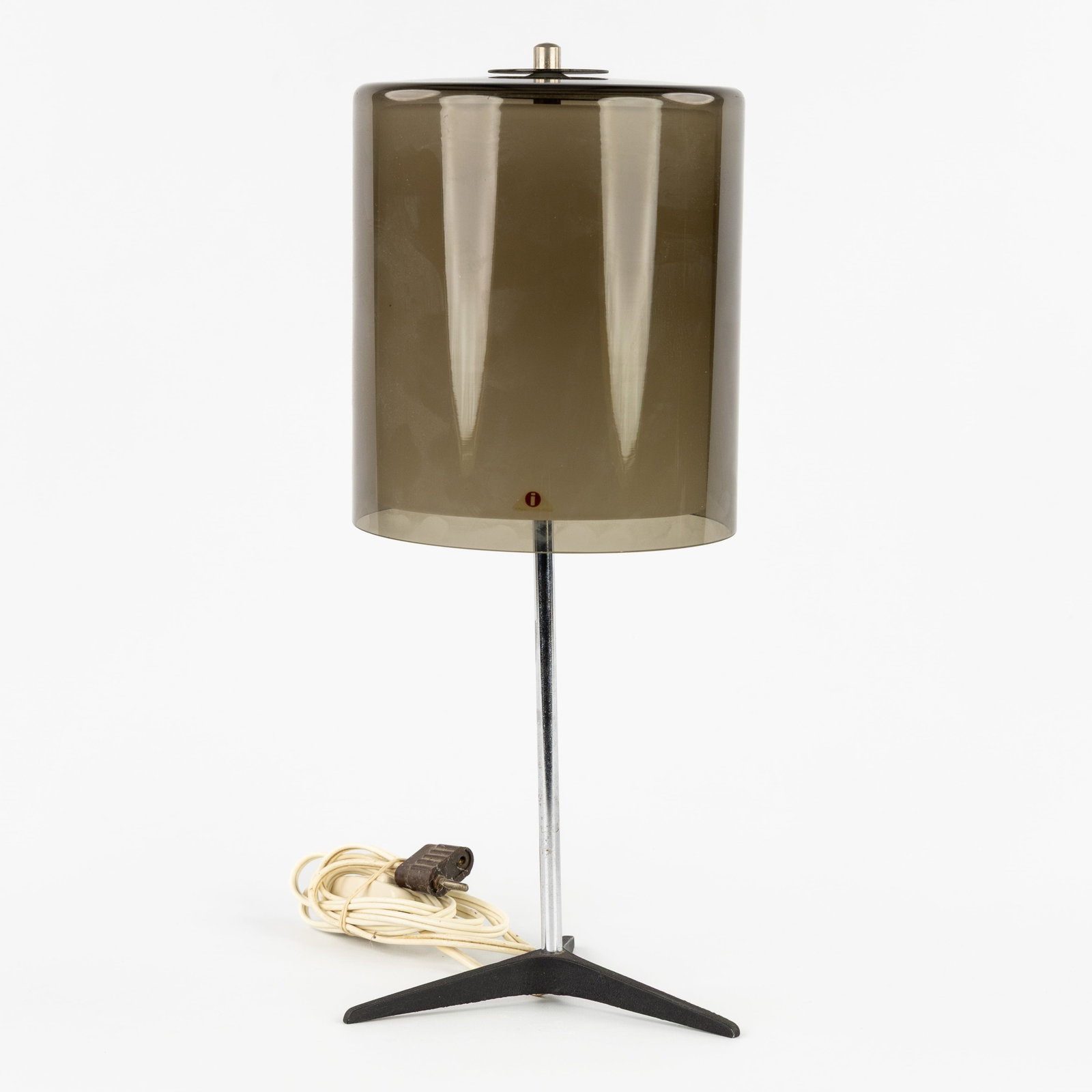 Finnish Design, Iittala, a table lamp. Patinated and chrome-plated metal, tinted and opaline glass. (1 of 6)