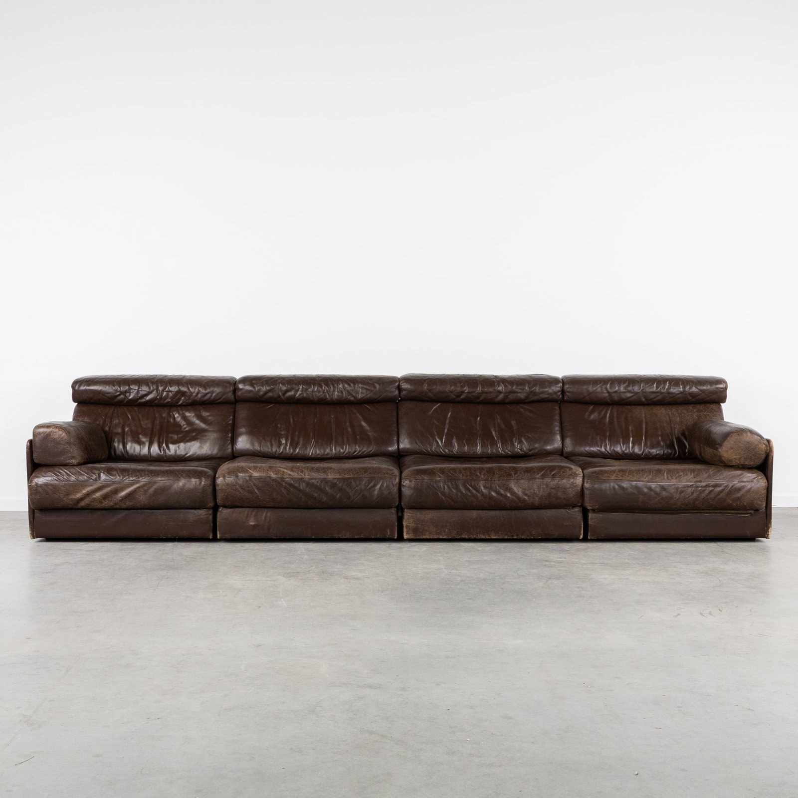 De Sede, DS77, a leather modular 4-seater sofa. Switzerland, circa 1970. (1 of 13)