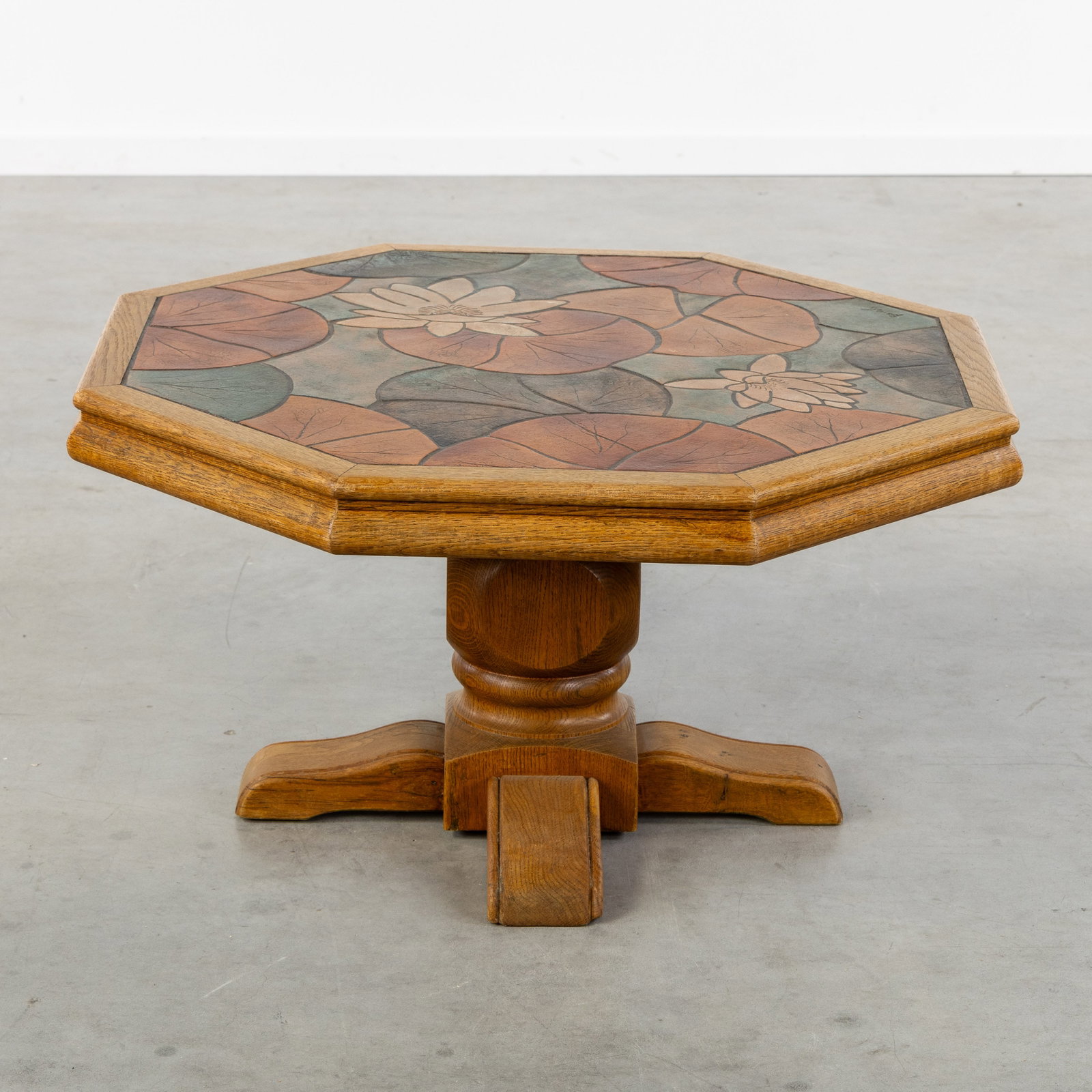 Barrois, a coffee table with floral tile decoration with Water Lilies, for Vallauris, circa (1 of 5)