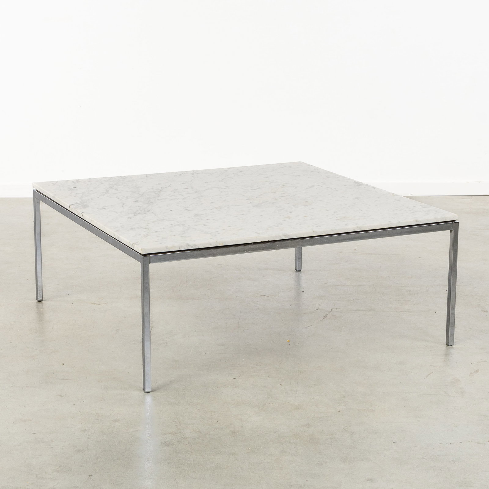 Florence Knoll (1917-2019) a low coffee table, chrome-plated metal and marble, for Knoll, circa (1 of 4)