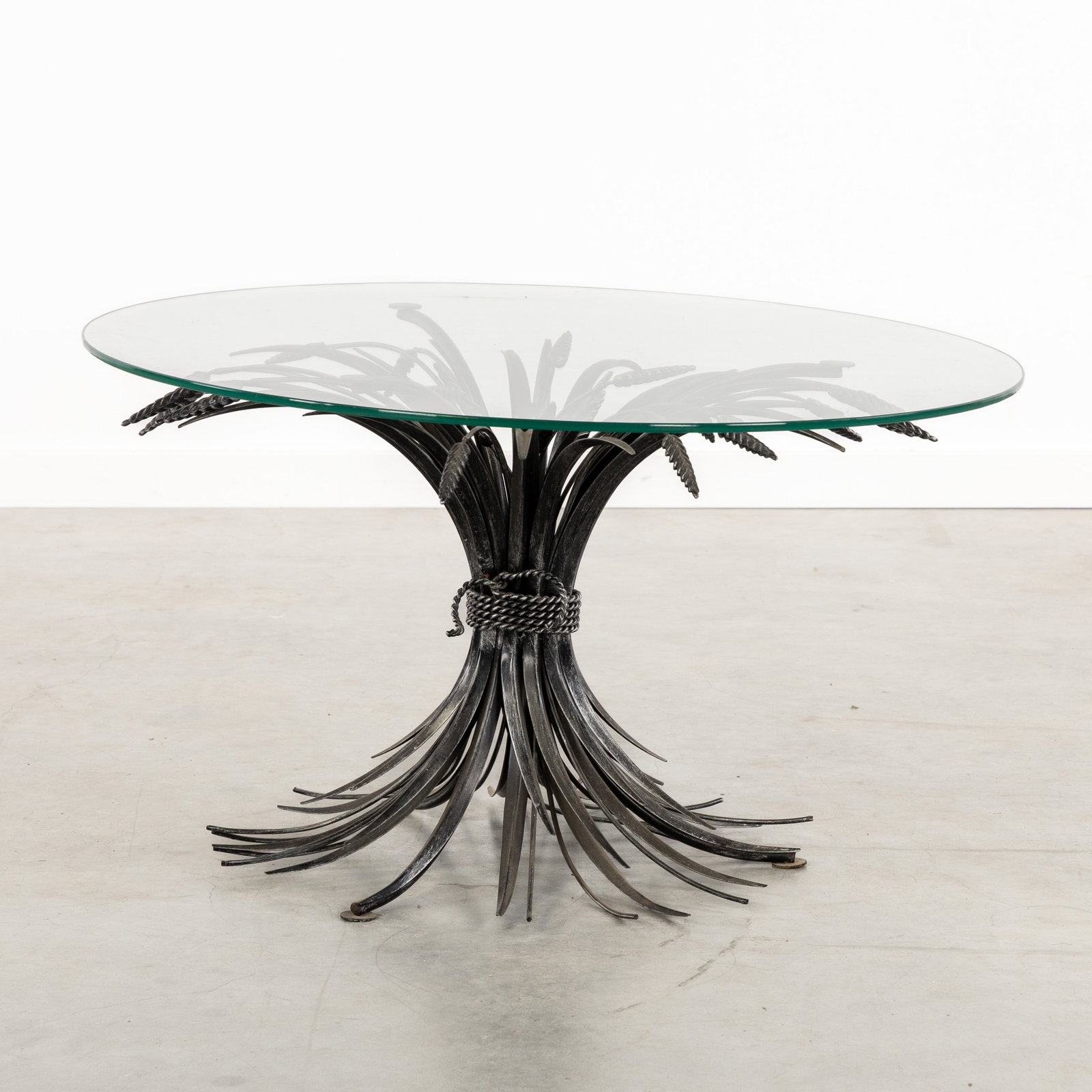 Coco Chanel, a Wheat coffee table, patinated metal and glass. Hollywood Regency style. (1 of 4)