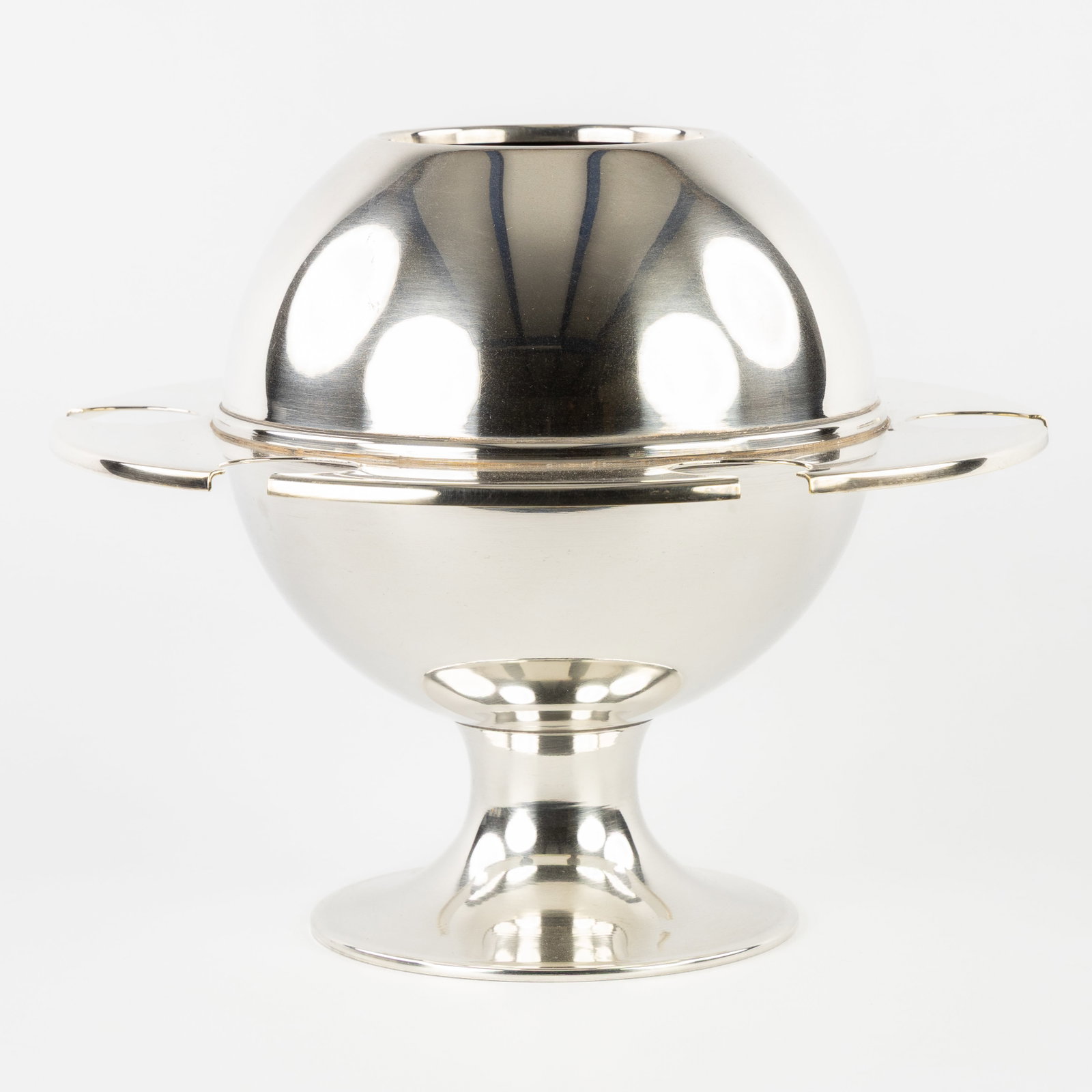 A 'Space Age' or 'Saturn' champagne cooler, openwork champagne glass holders, silver-plated metal, (1 of 5)