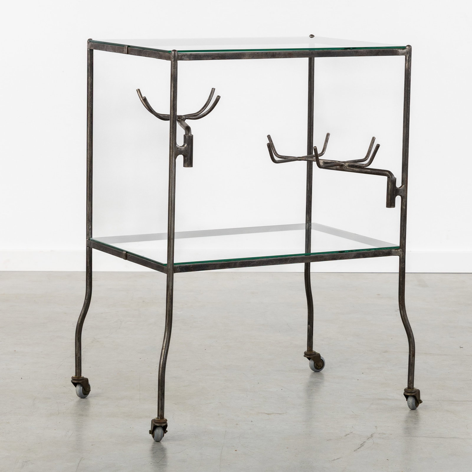 A Vintage hospital or doctor's trolley, wrought iron and glass, circa 1950. (1 of 8)