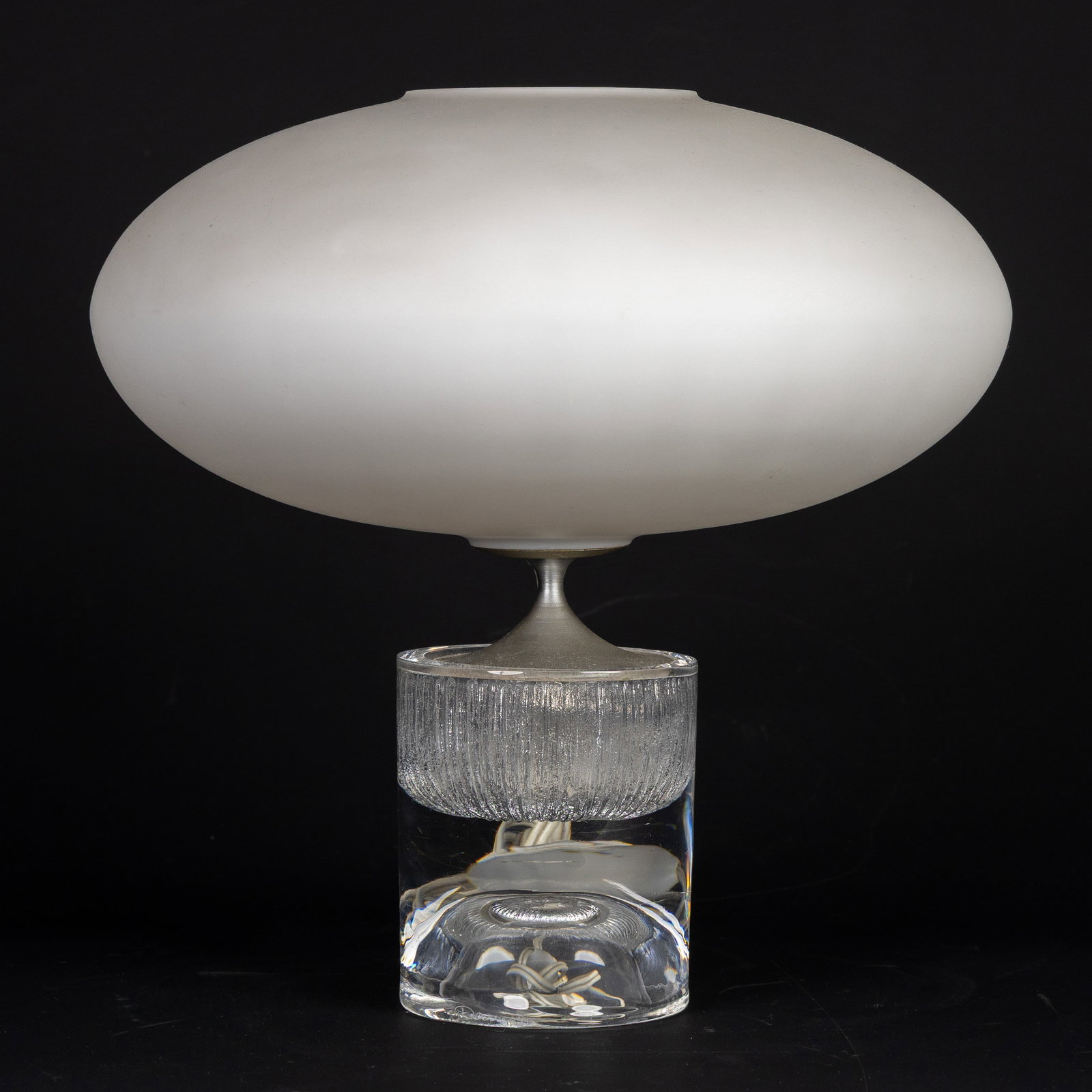 Daum, Nancy, a space-age table lamp, opaline glass on glass. Circa 1970. (1 of 7)