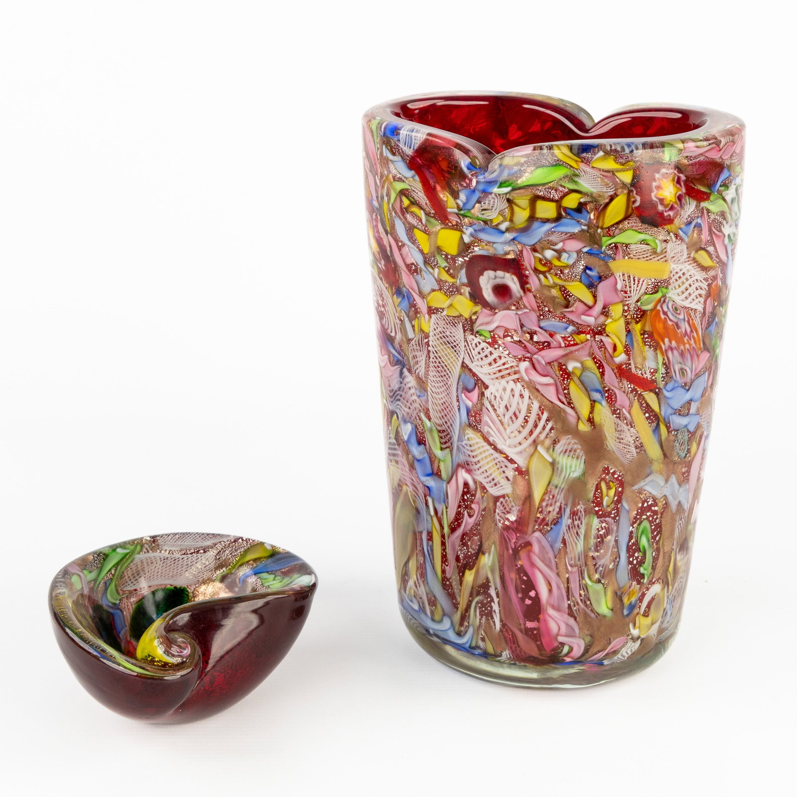 A Murano 'Tutti Frutti' vase and a vide poche, probably Arte Vetraria Muranese, Italy, circa (1 of 14)