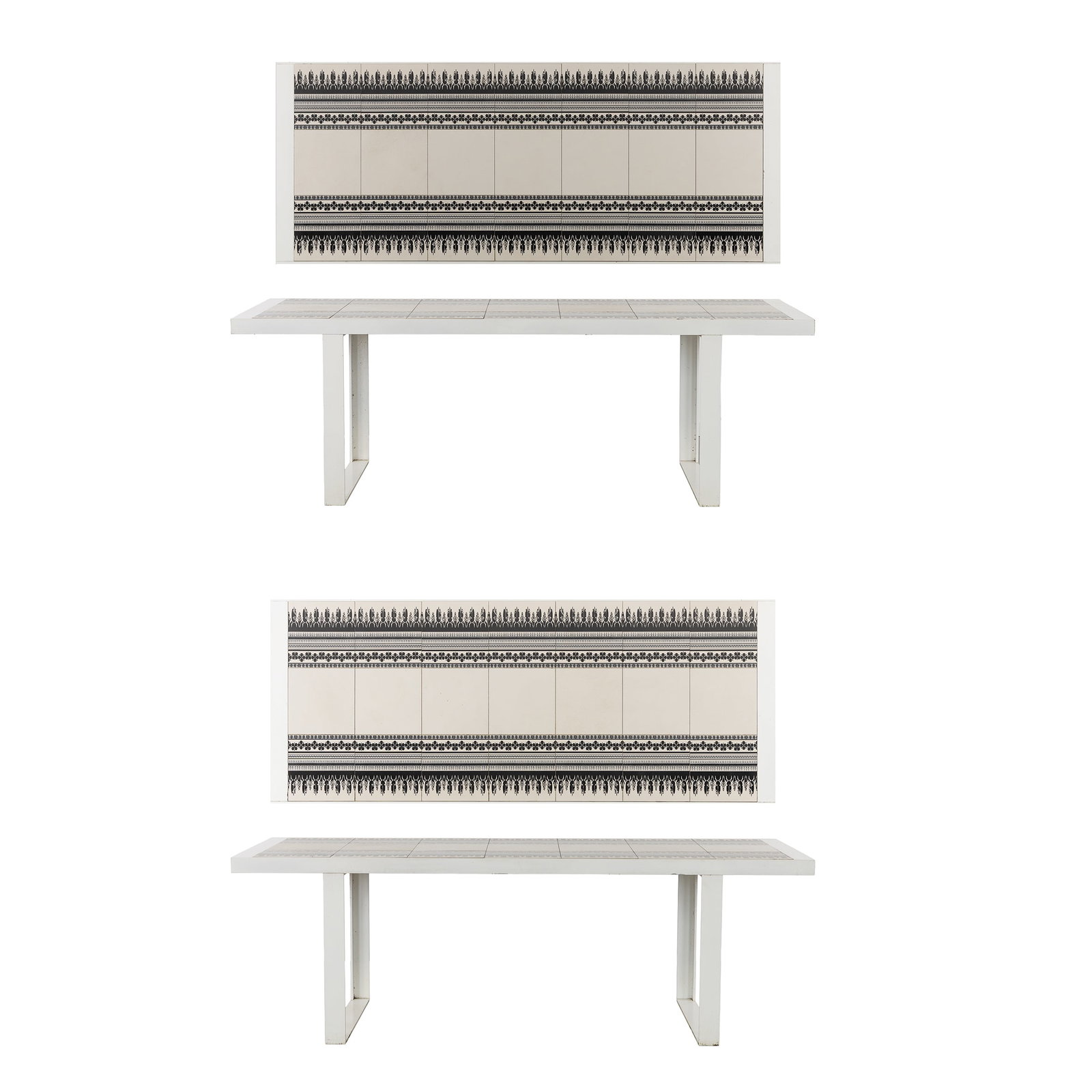 Patricia Urquiola (1961) 'Canasta Table', a pair of garden tables, lacquered metal and ceramic, for (1 of 10)