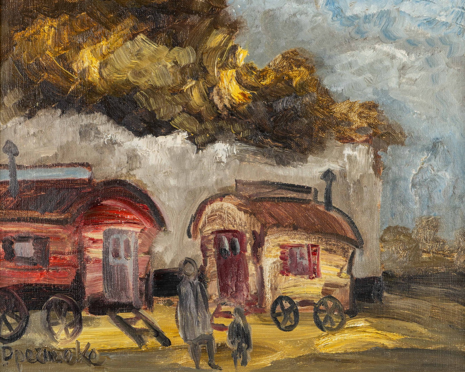 Paul Permeke (1918-1990) ‘Caravans and Figures' oil on canvas. (1 of 5)