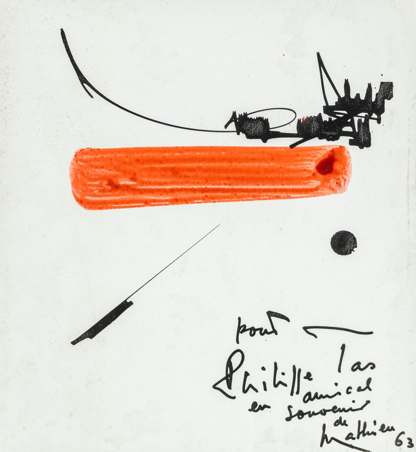 Georges Mathieu (1921–2012) “Abstract??, mixed media on paper. (1963) (1 of 3)