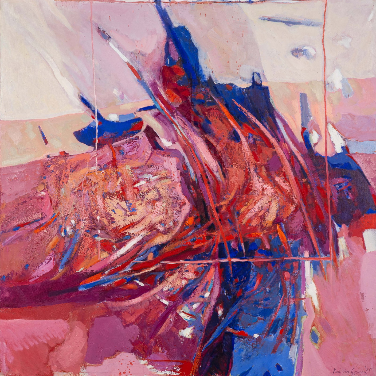 Paul Van Gysegem (1935) 'Abstract composition' oil on canvas (1985) (1 of 6)