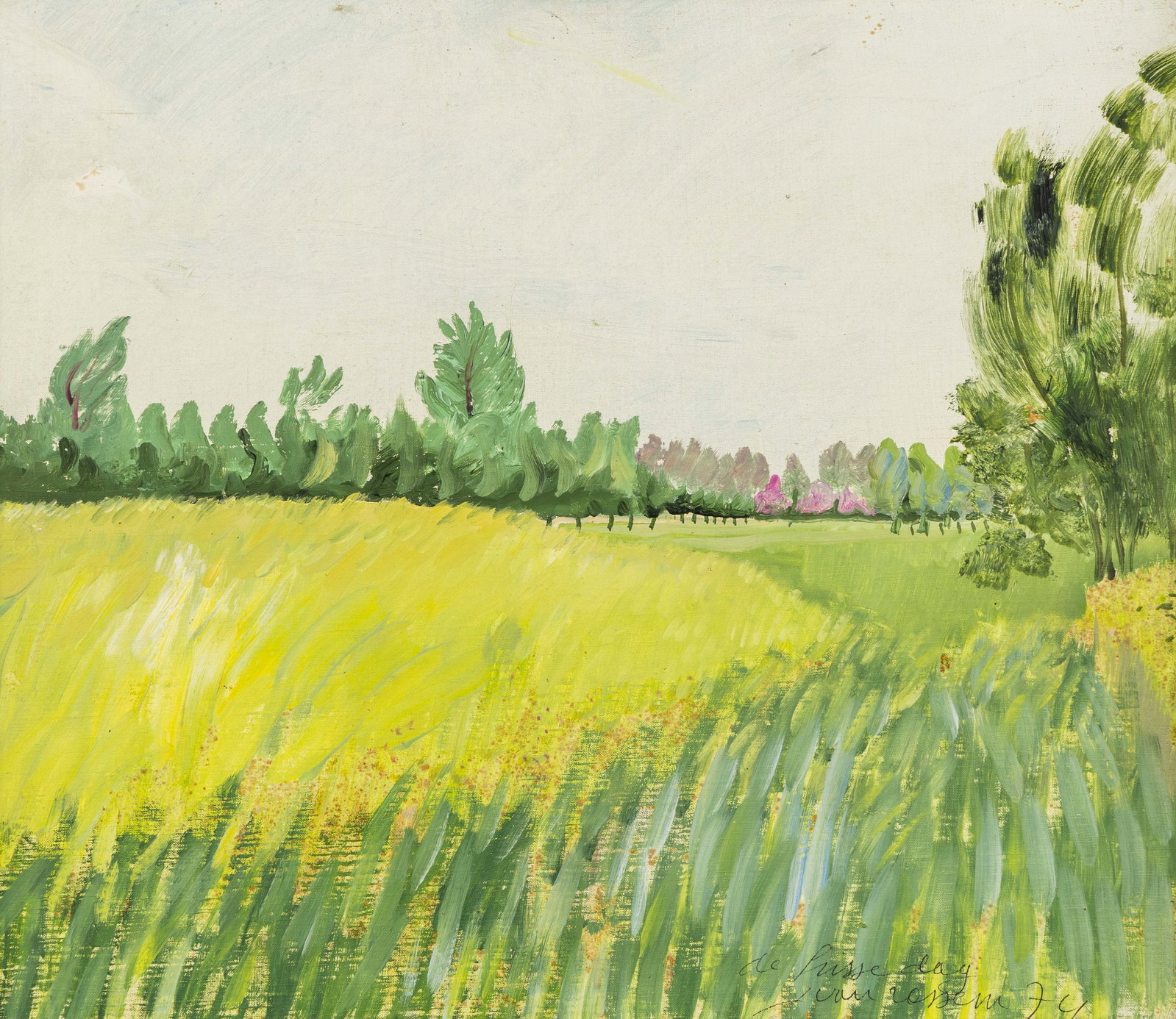 Joe Van Rossem (1940-2004) ‘De Frisse Dag' (The Fresh Day), oil on canvas. (1974): Joe Van Rossem (1940-2004) 'De Frisse Dag' (The Fresh Day) oil on canvas. A painting, oil on canvas.Mounted on board.Signed lower right and dated 1974. (45 x 50 cm) Dimensions: (W:40,5 x H:35 cm) The 