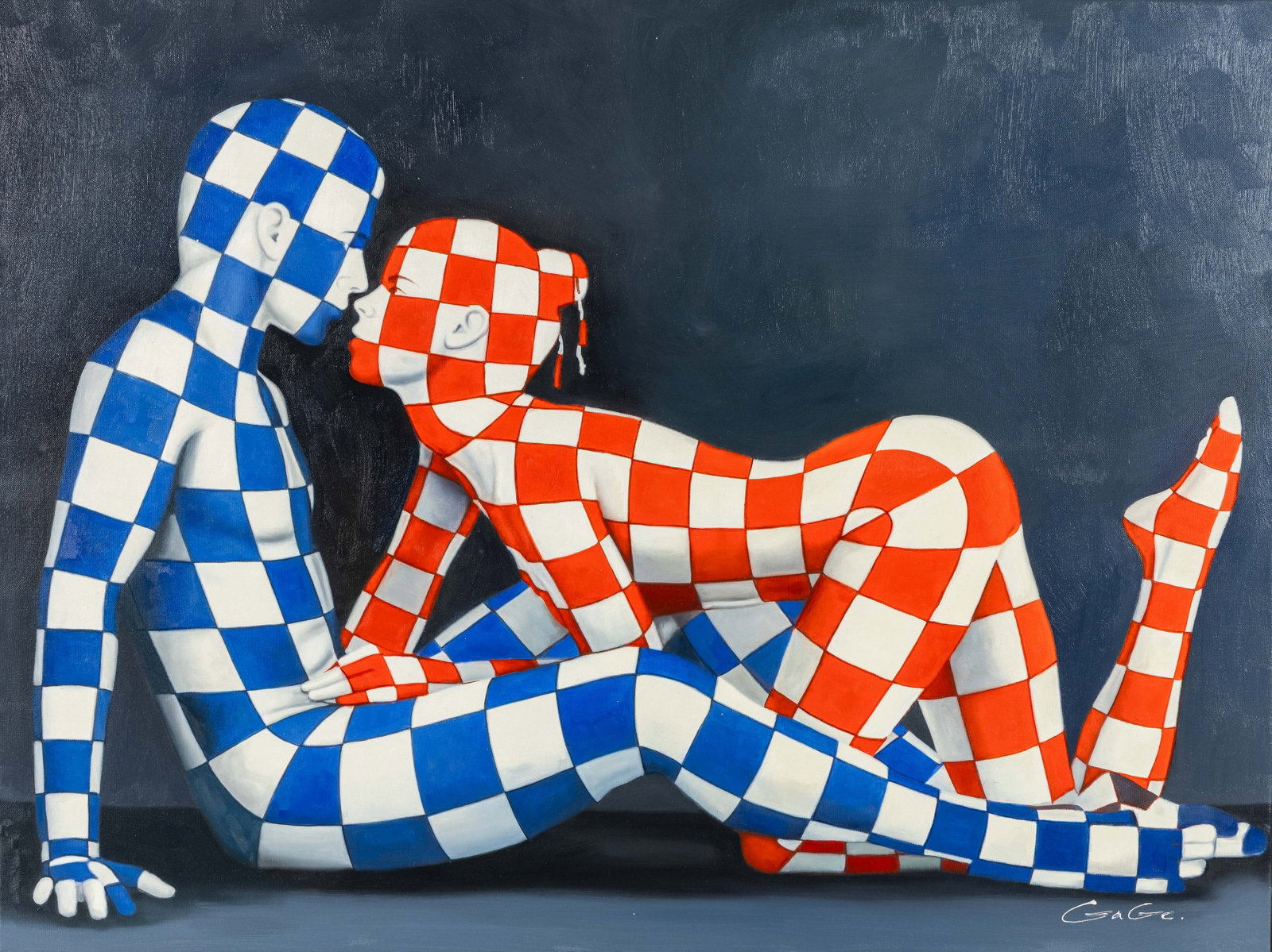 Jack Gage (1946) 'Two Figures', oil on canvas. (1 of 6)