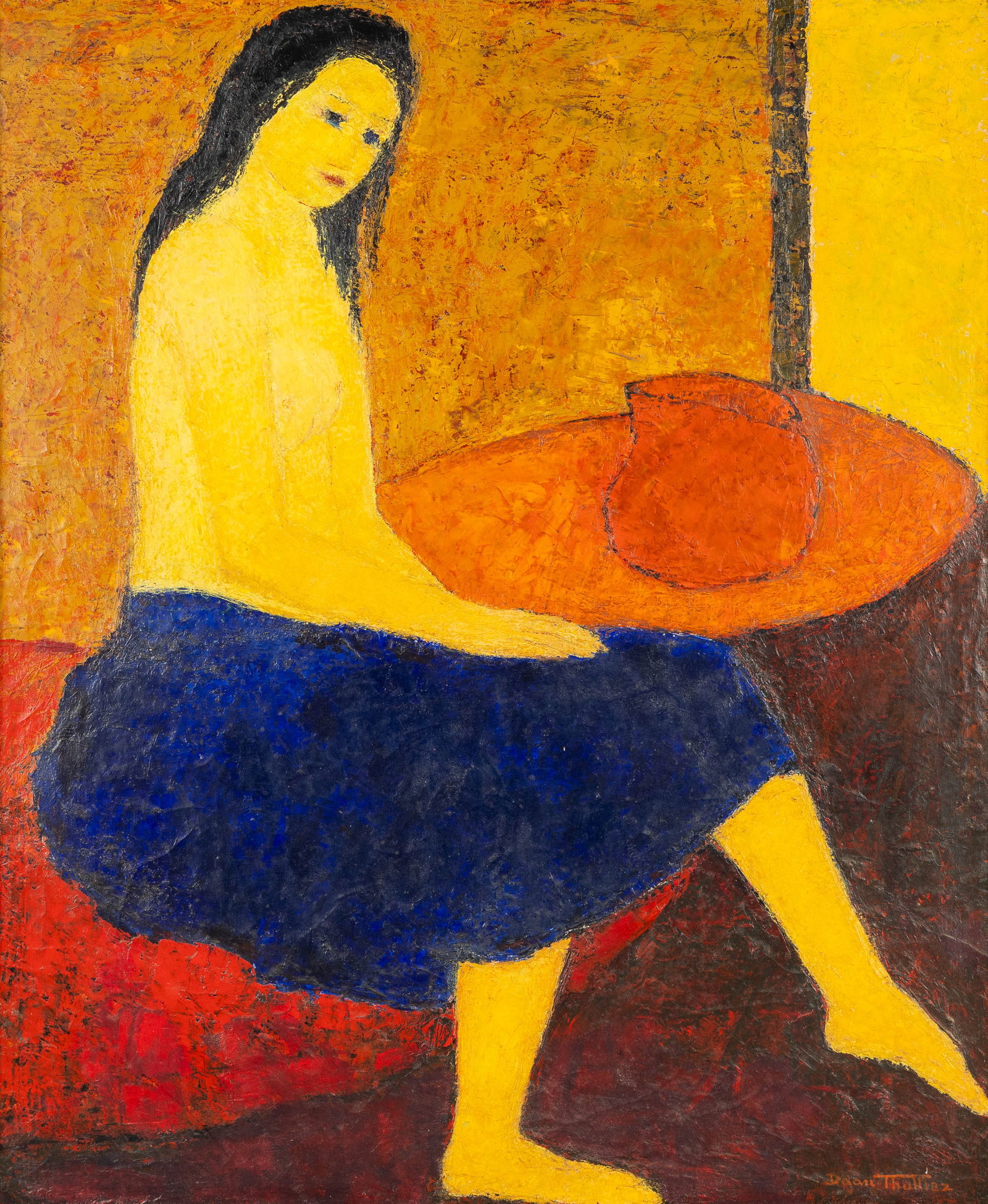 Daan Thulliez (1902-1965) ‘Girl at the table' oil on canvas. (1 of 5)