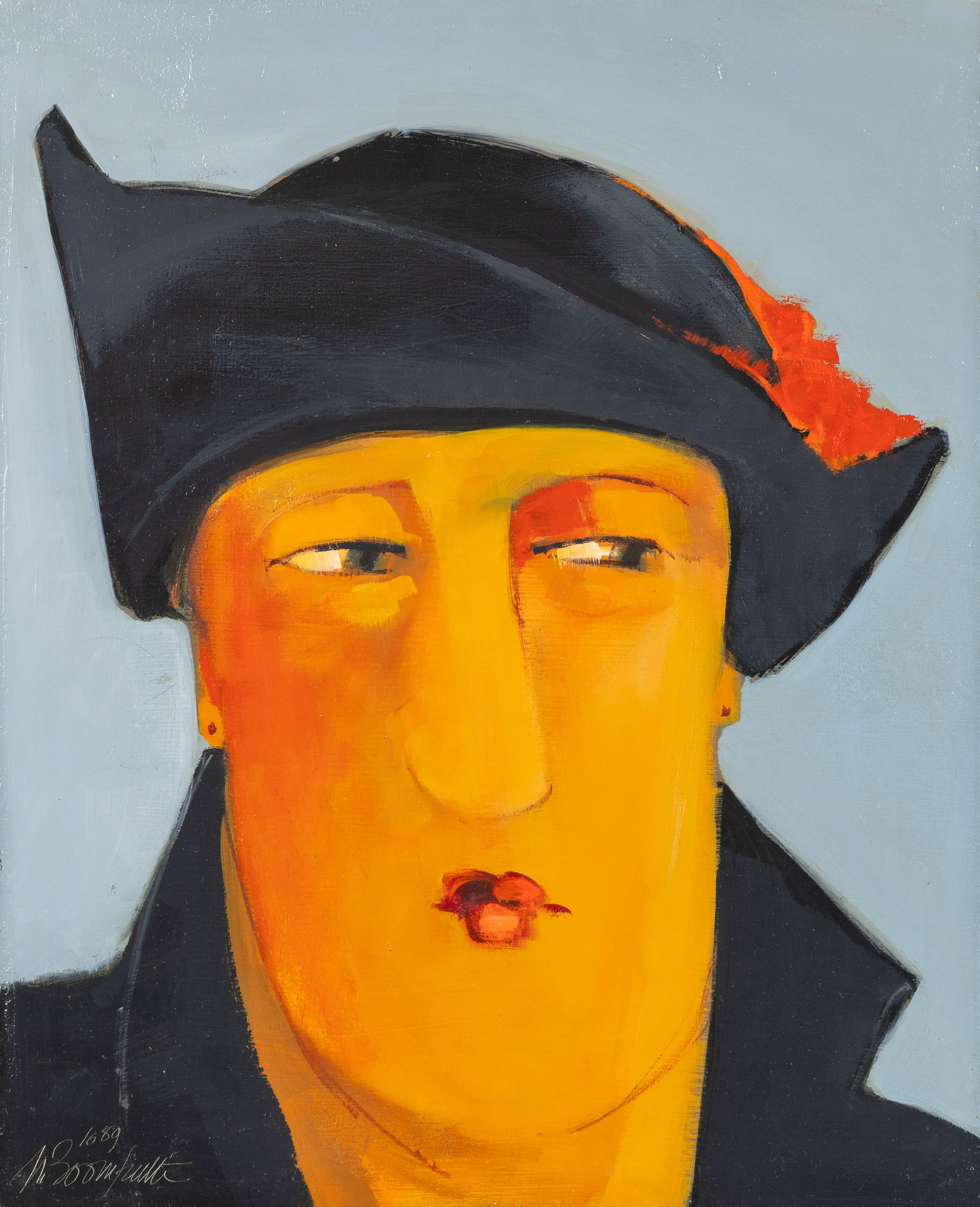 Jean Marie Boomputte (1947) 'Portrait', oil on panel.: Jean Marie Boomputte (1947) 'Portrait', oil on panel. Portrait of a lady, oil on panel. Signed lower right. Dated October 1989. (53 x 43.5 cm) Dimensions: (W:40 x H:49,5 cm) The 