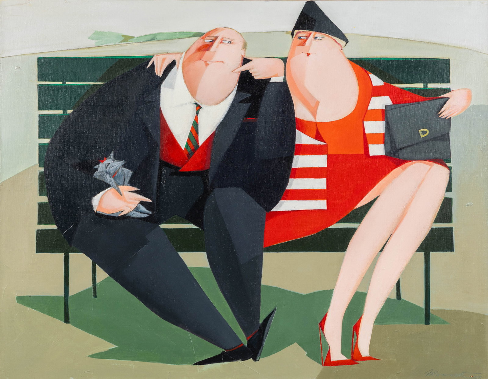 Jean Marie Boomputte (1947) “Bank Manipulaties - Manipulations Bancaires??, oil on canvas. (1997): Jean Marie Boomputte (1947) 'Bank Manipulaties - Manipulations Bancaires', oil on canvas. (1997) A painting, oil on canvas.Signed lower right and dated 02/97. Titled and signed on the reverse. (74 x 9