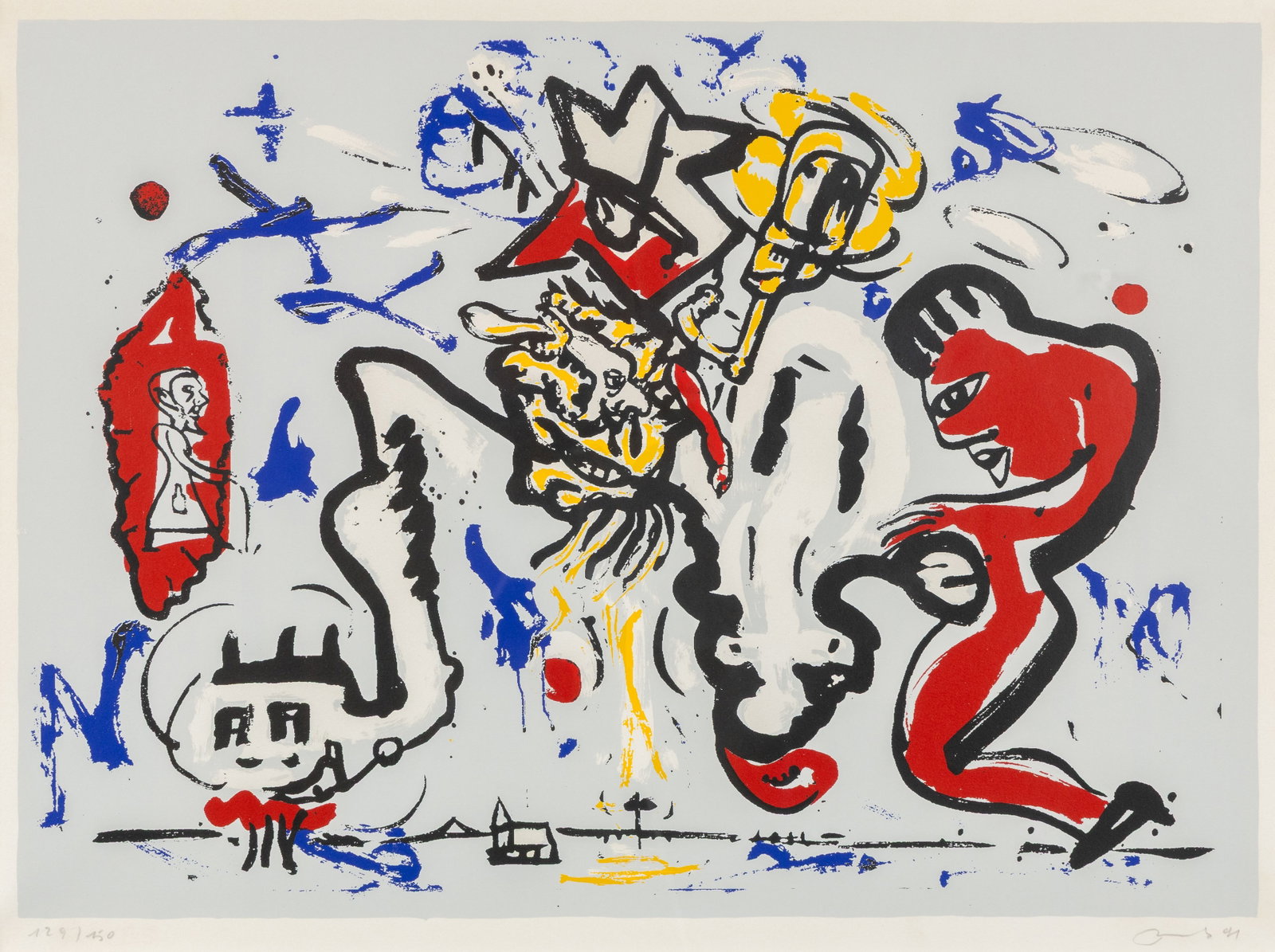Fred Bervoets (1942) “Composition??, a lithograph. (1991): Fred Bervoets (1942) 'Composition', a lithograph. (1991) A lithograph, numbered 129/150. Signed in the bottom right.Dated 1991. (76 x 94.5 cm) Dimensions: (W:68 x H:49 cm) The absence of a condition r