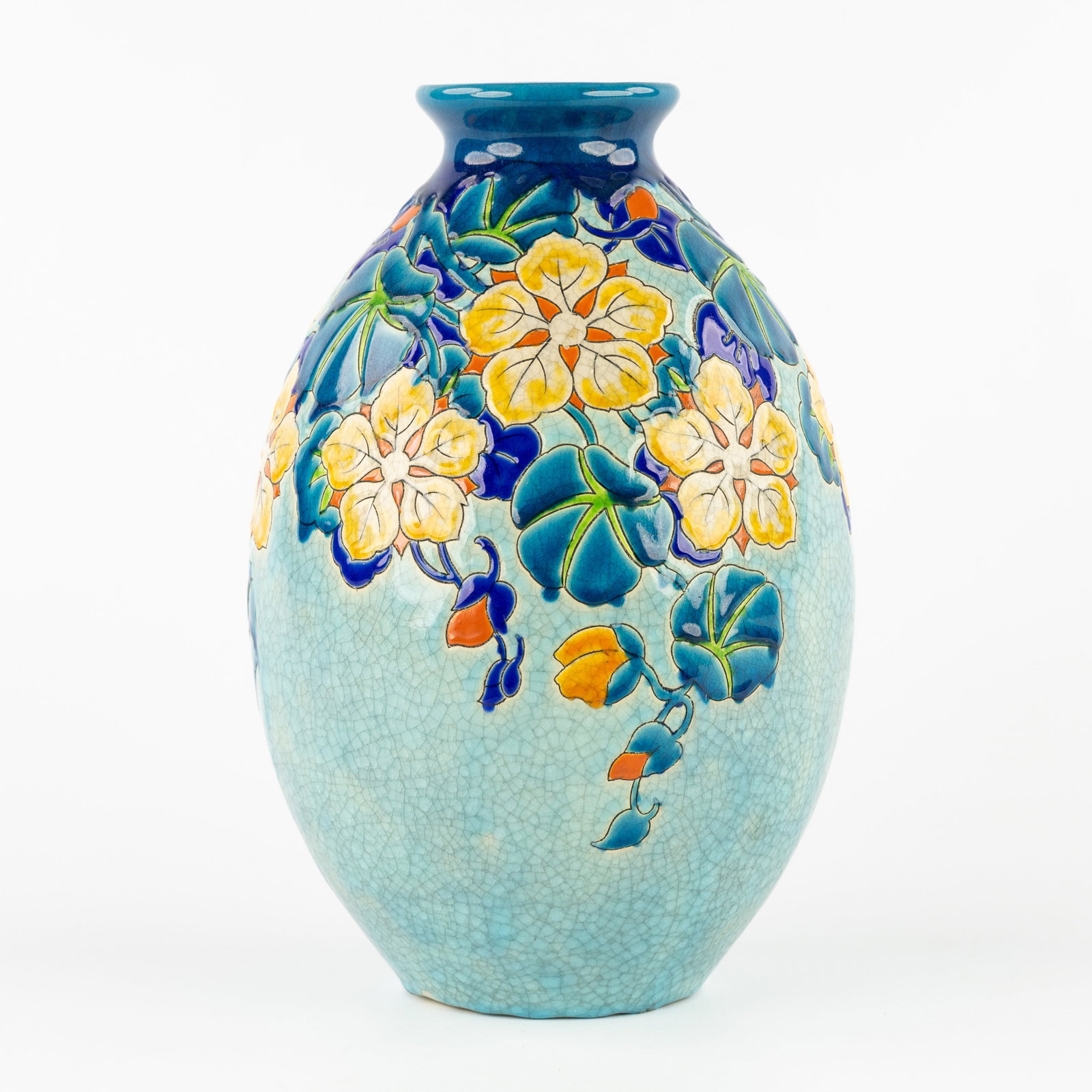 Charles Catteau (1880–1966) ‘Polychrome design with floral motifs', glazed ceramics for Boch (1 of 7)