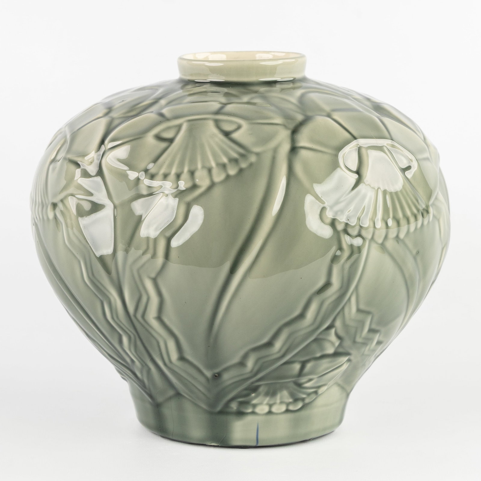 Charles Catteau (1880–1966) ‘Vase with Narcissus decoration', glazed ceramic for Boch Freres (1 of 7)