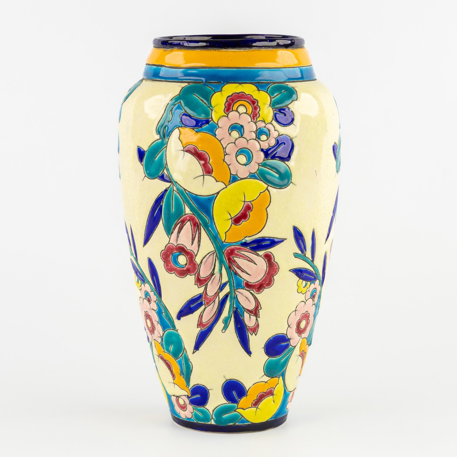 Charles Catteau (1880–1966) ‘Polychrome decor with floral motifs', glazed ceramic, for Boch (1 of 8)