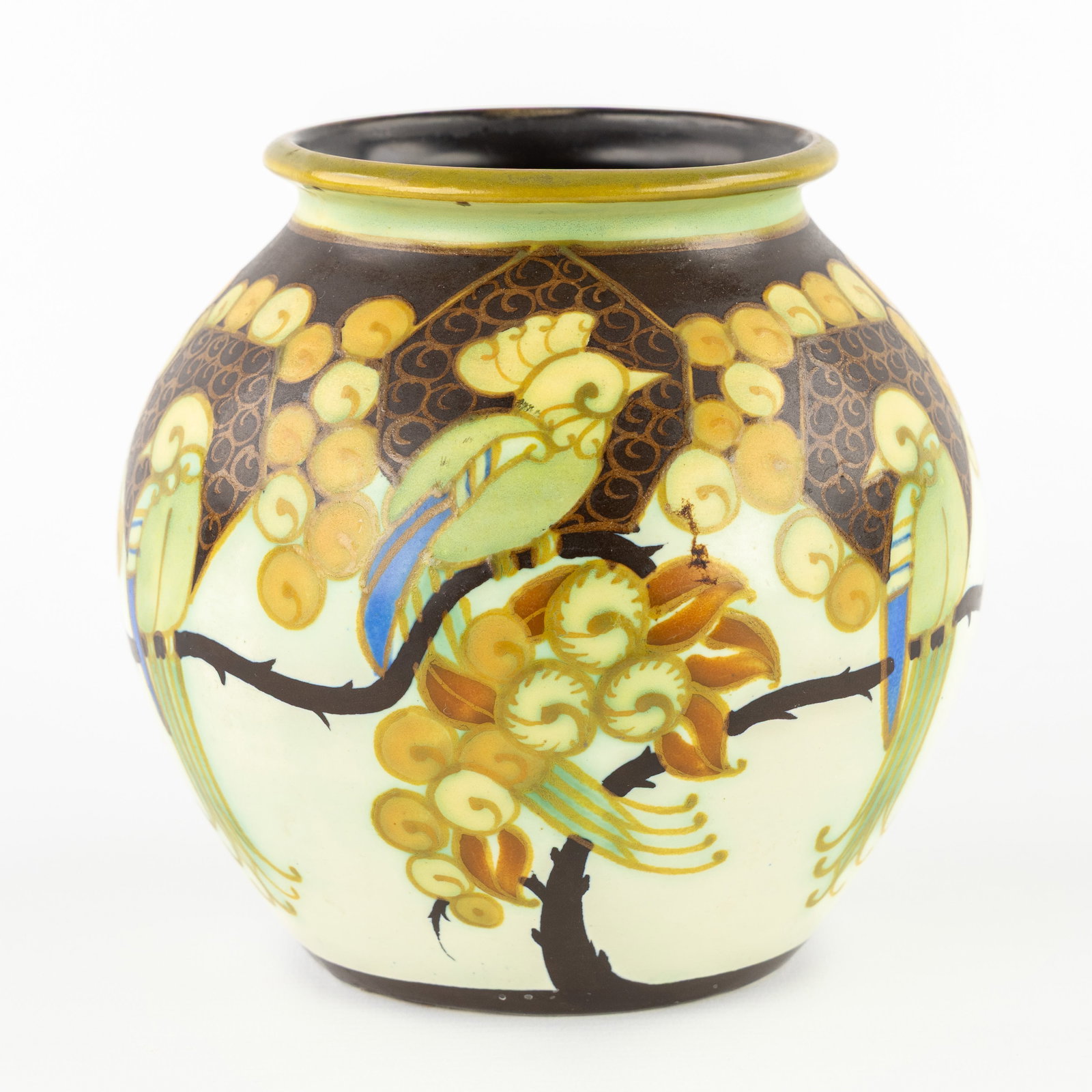Charles Catteau (1880–1966) ‘Polychrome design with exotic birds and floral motifs' glazed (1 of 8)