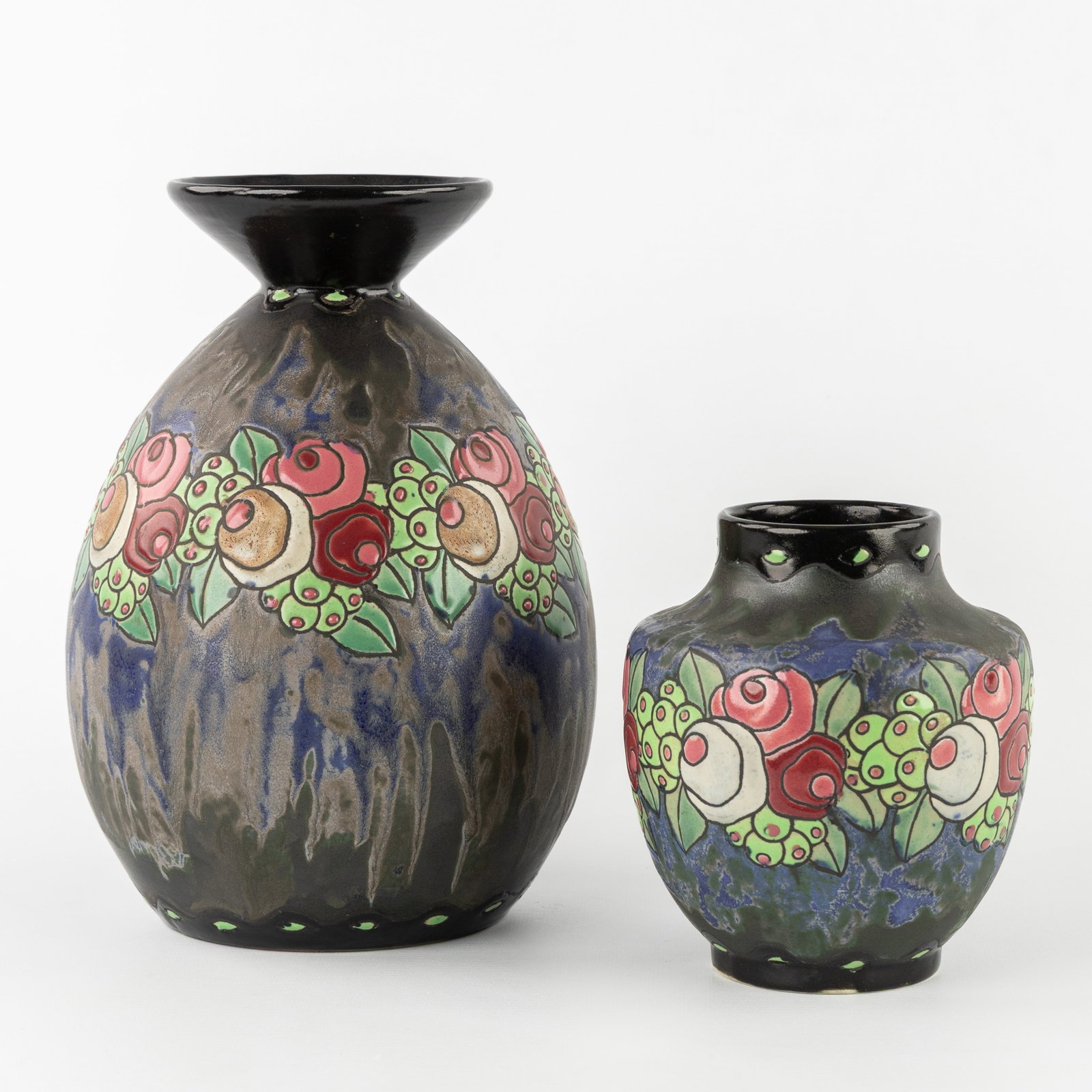 Charles Catteau (1880–1966) ‘Two vases', glazed stoneware for Boch Keramis. (1 of 8)