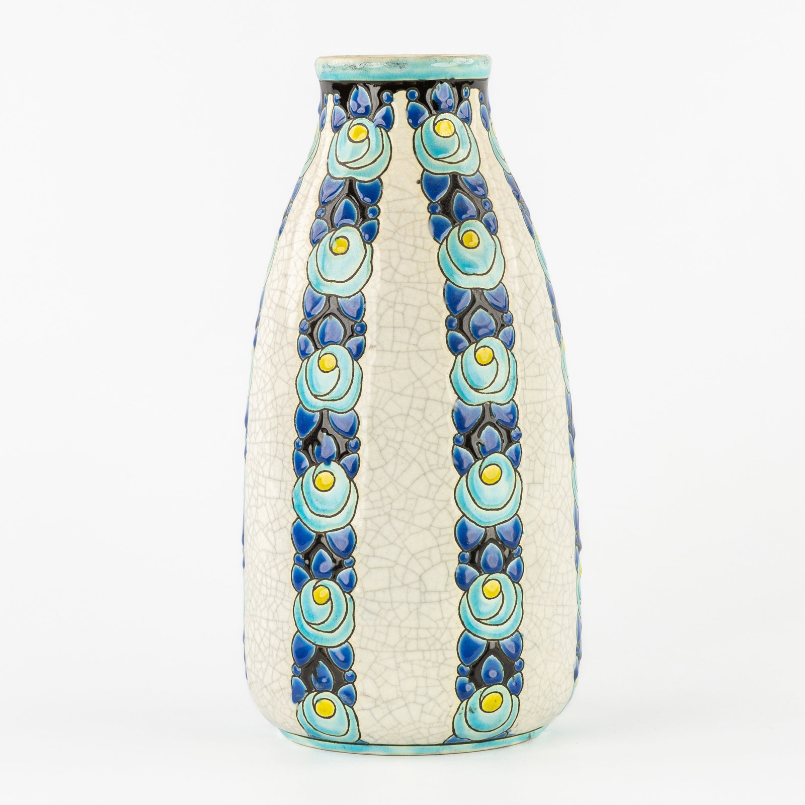Charles Catteau (1880–1966) ‘Polychrome Design with small roses and leaves', glazed ceramics for (1 of 7)