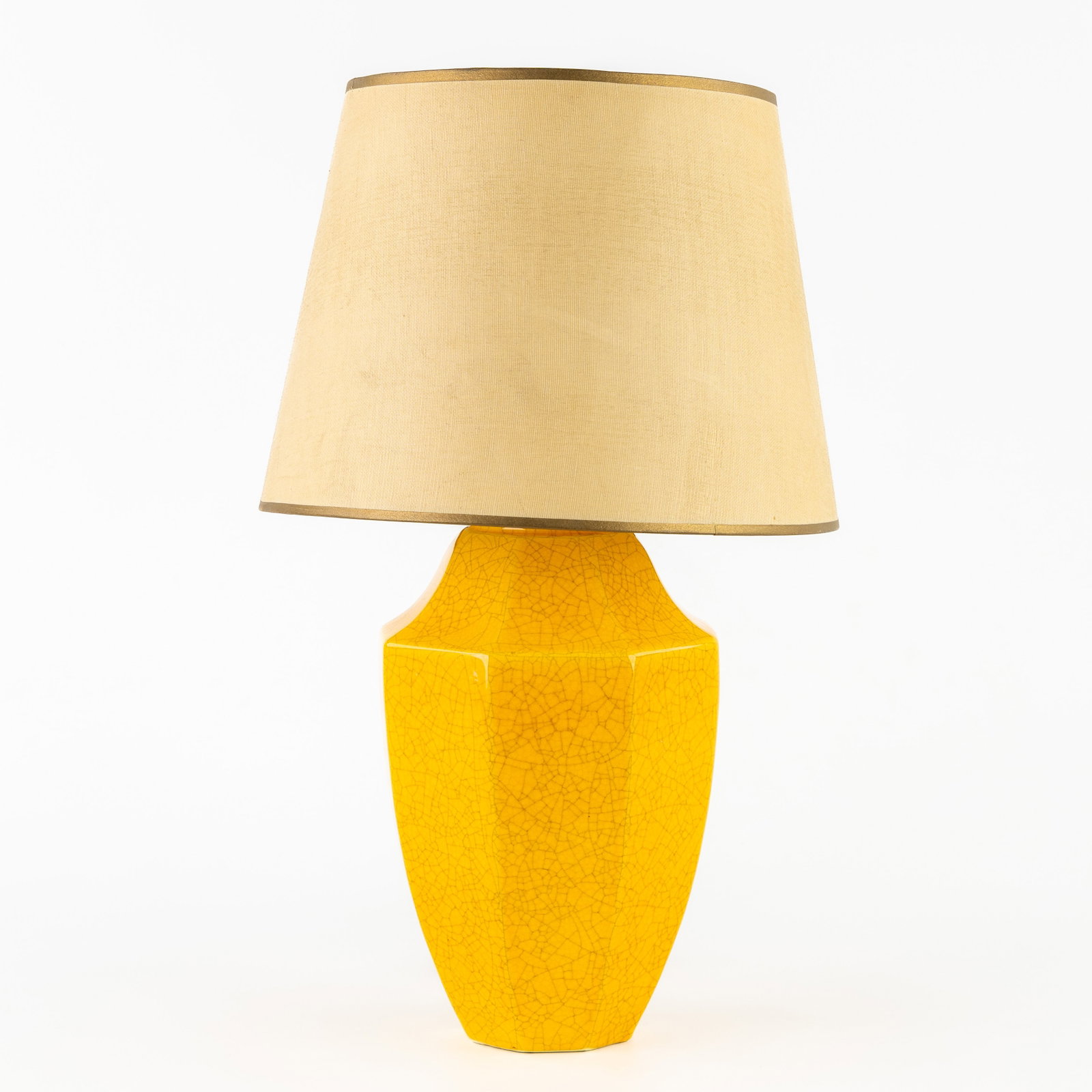 Boch Freres Keramis, a yellow-glazed table lamp. c.1960. (1 of 6)