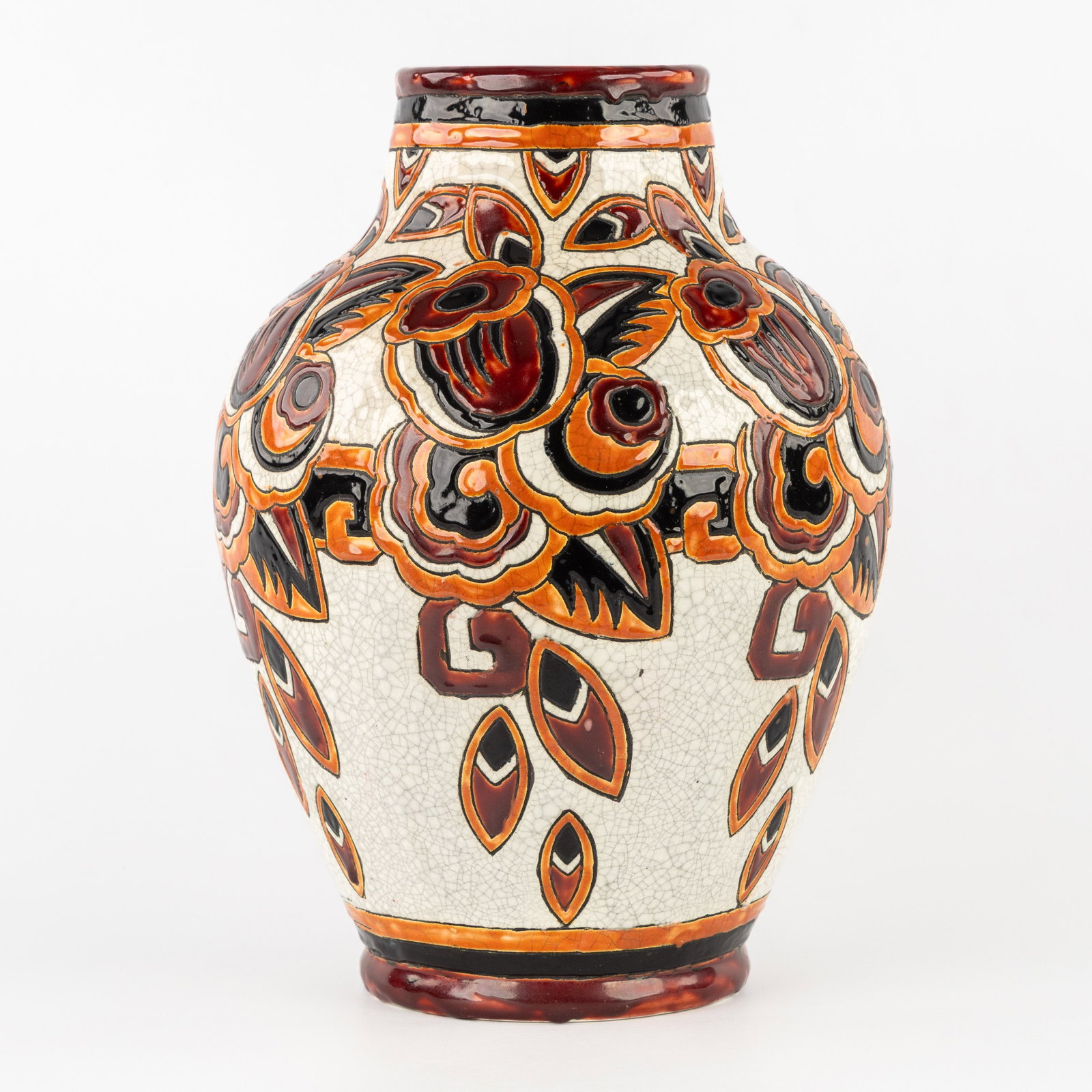 Charles Catteau (1880–1966) ‘Polychrome design with floral motifs', glazed ceramics for Boch (1 of 7)