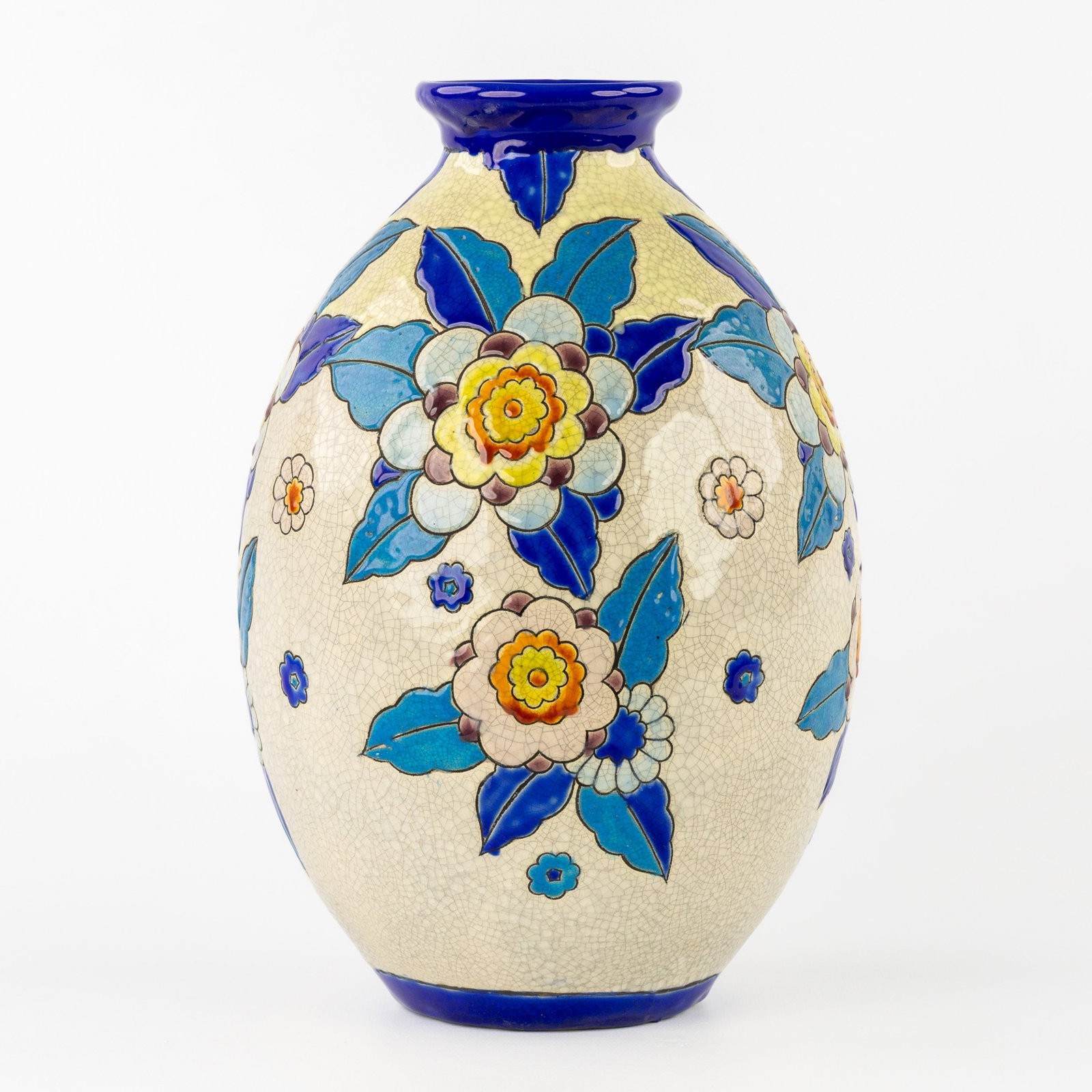 Charles Catteau (1880–1966) ‘Polychrome design with floral motifs', glazed ceramics for Boch (1 of 8)