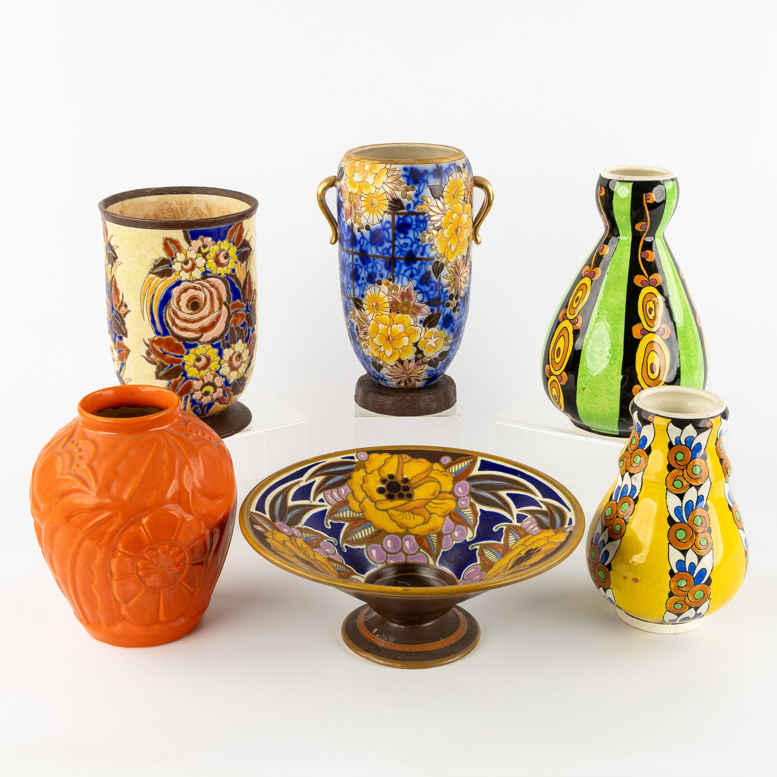 Charles Catteau (1880-1966) and Raymond Chevalier (1900-1959) Six pieces of glazed ceramics, for (1 of 14)