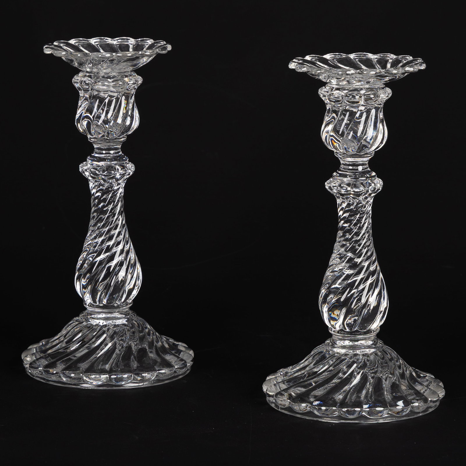Baccarat 'Bambou', a pair of table candlesticks. (1 of 9)