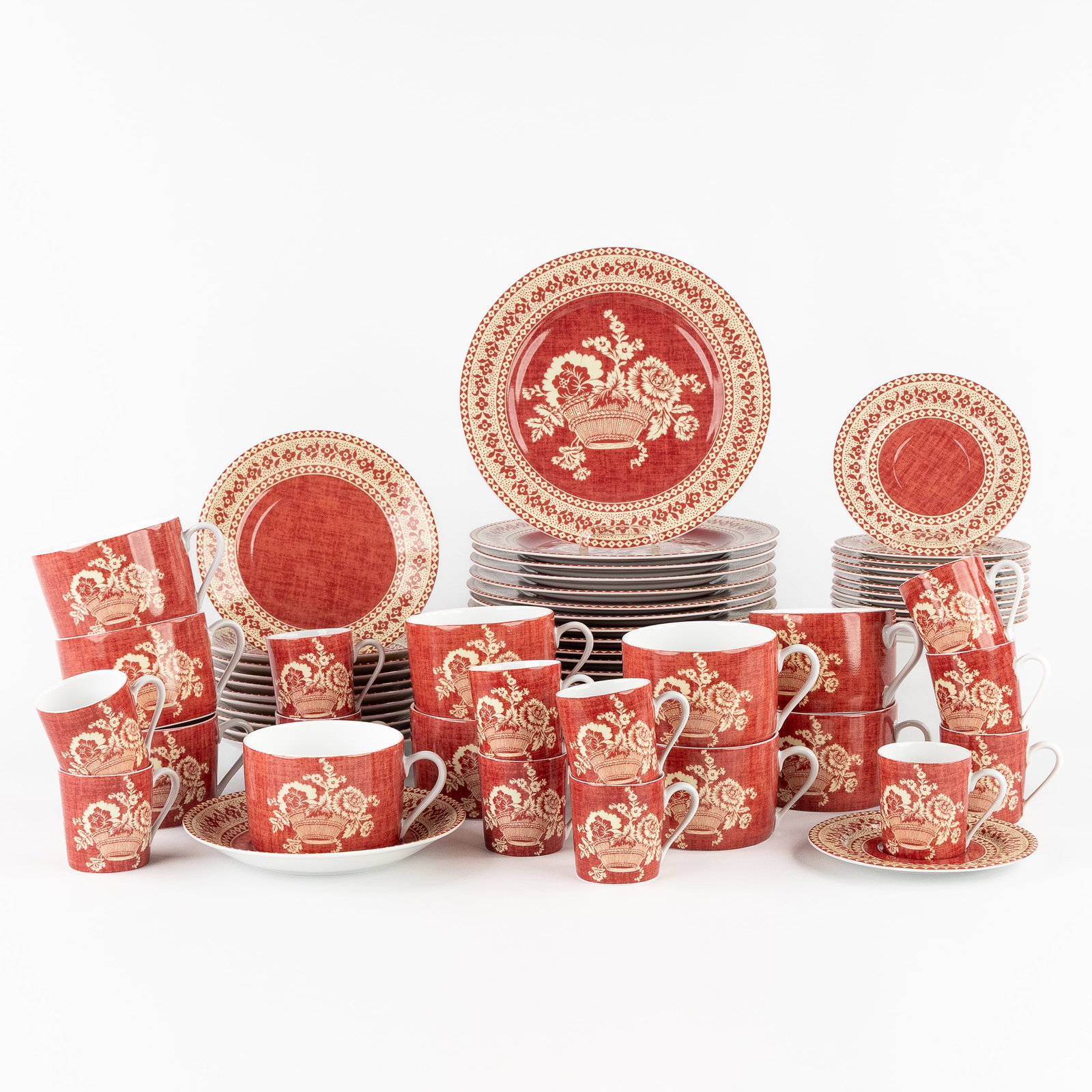 Limoges, Pierre Frey, model 'Paniers Fleuris', a 65-piece coffee and cake service, France, 20th C. (1 of 11)
