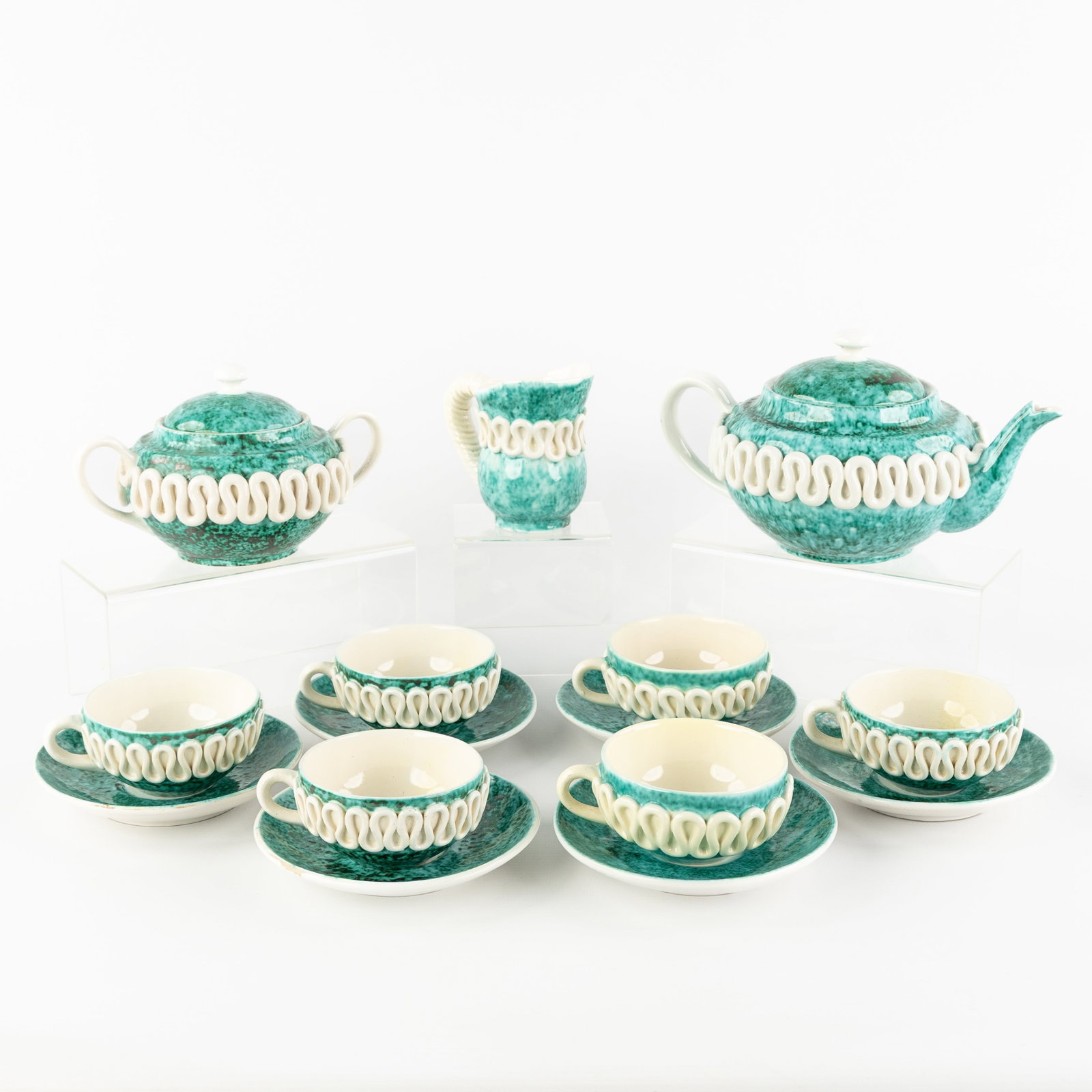 Sainte-Radegonde, a 15-piece tea service, glazed ceramic, France, circa 1950-1960. (1 of 7)