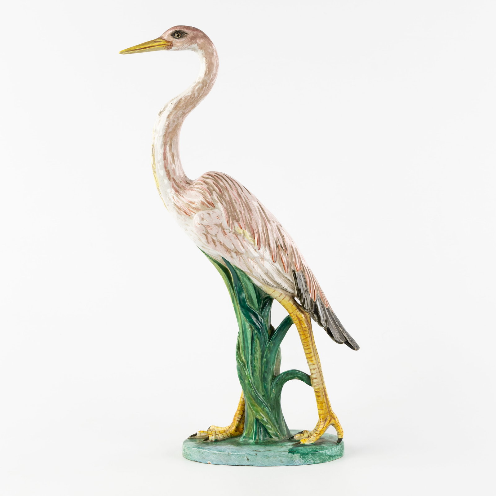 Ugo Zaccagnini (1868-1937) 'Heron', polychrome glazed ceramic, Italy, 20th C. (1 of 8)