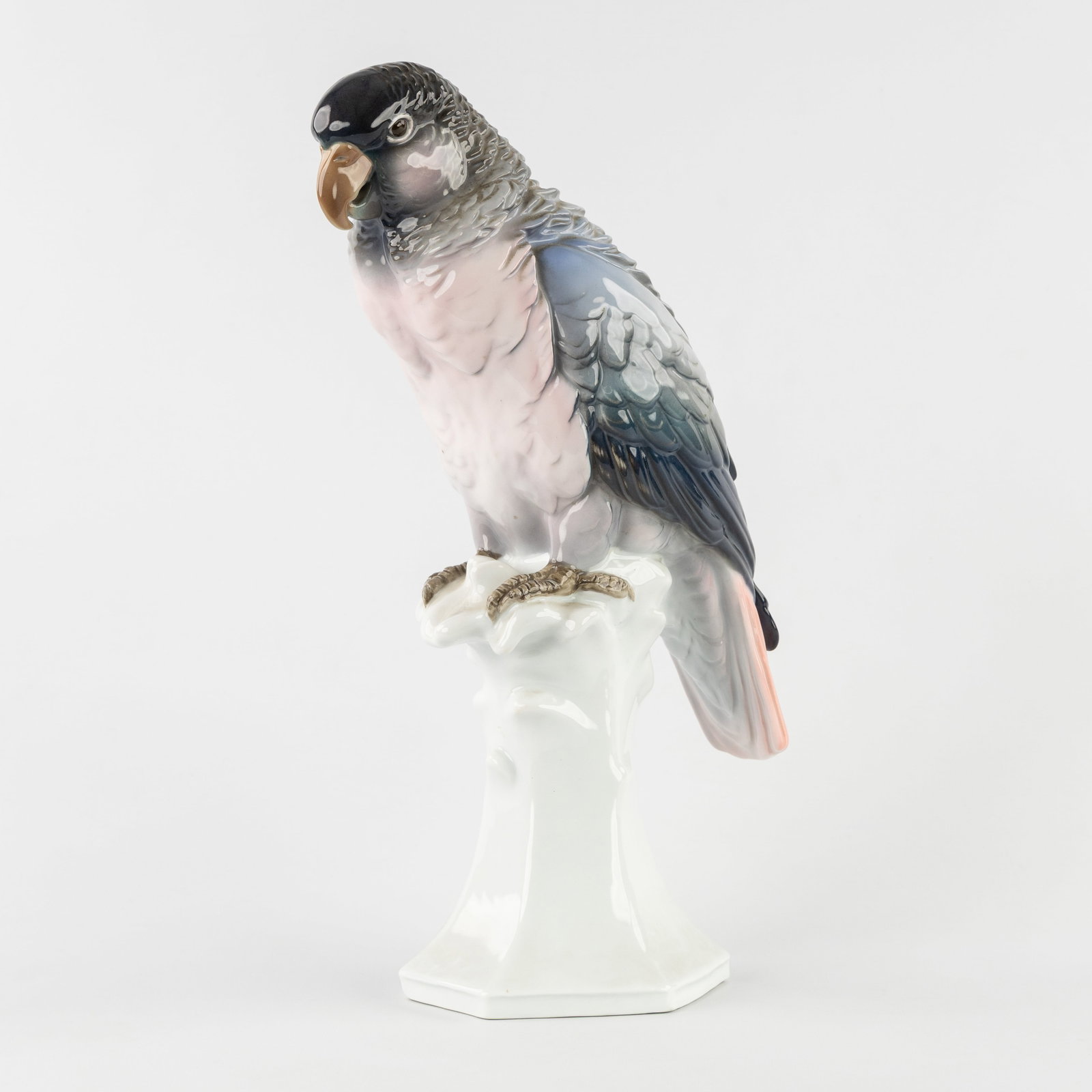 Volkstedt, Karl Ens Porzellan, 'Parrot', a polychrome porcelain sculpture, Germany, circa 1919-1945. (1 of 7)