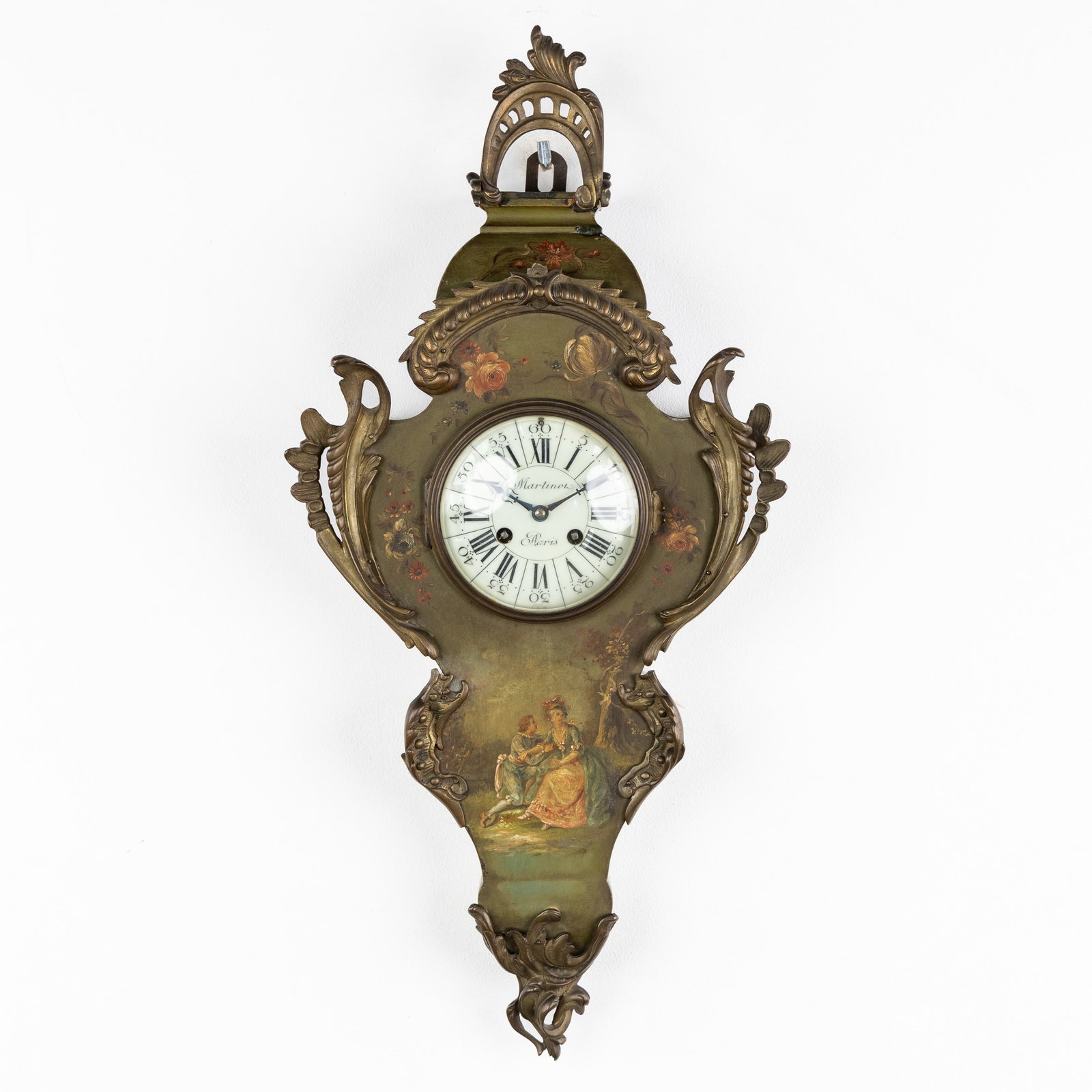A French Cartel wall clock, Vernis Martin and bronze fittings, Louis XV style, 19th C. (1 of 10)