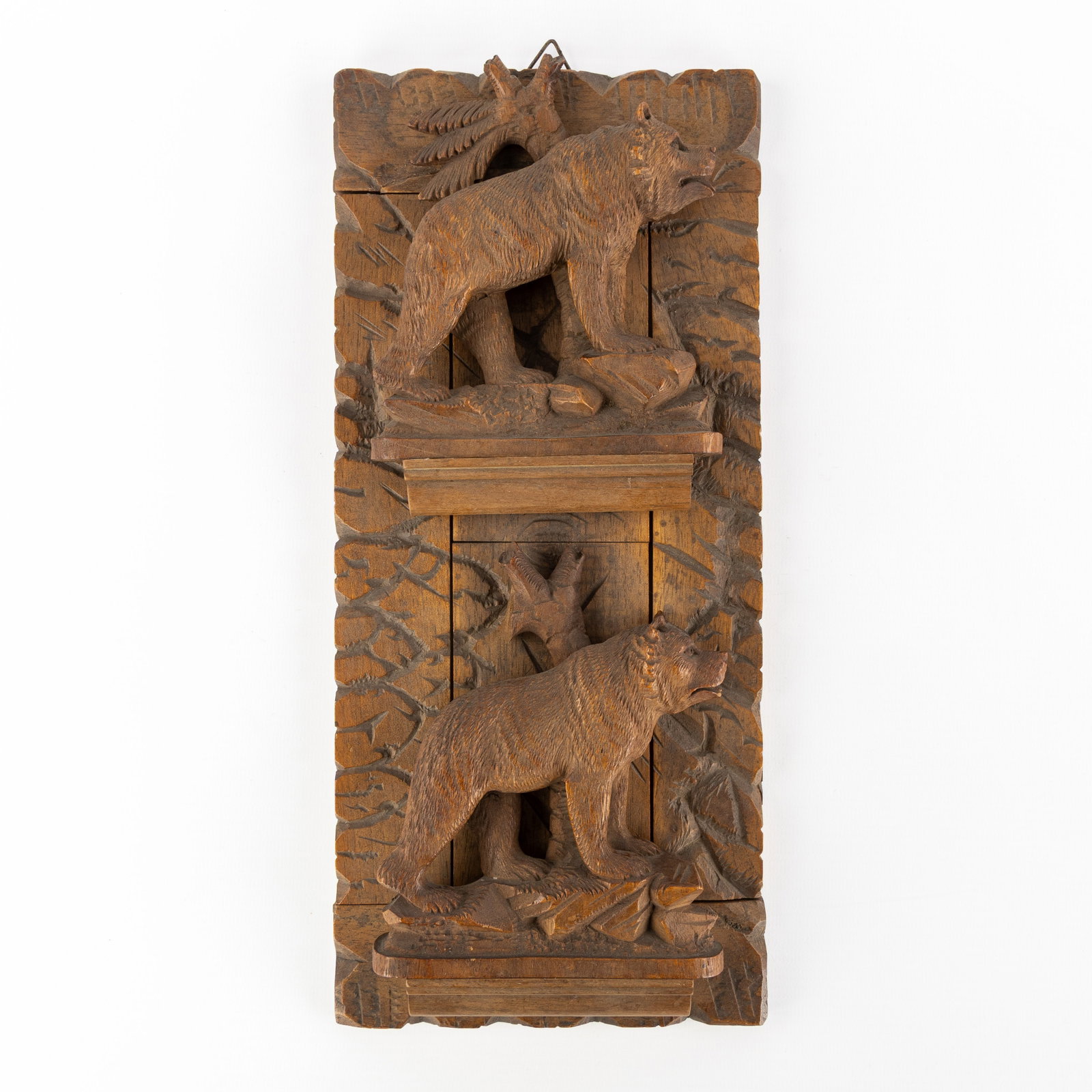 A Wood-sculptured Letter holder or Wall rack with Bear decoration, Black Forest, circa 1900. (1 of 7)