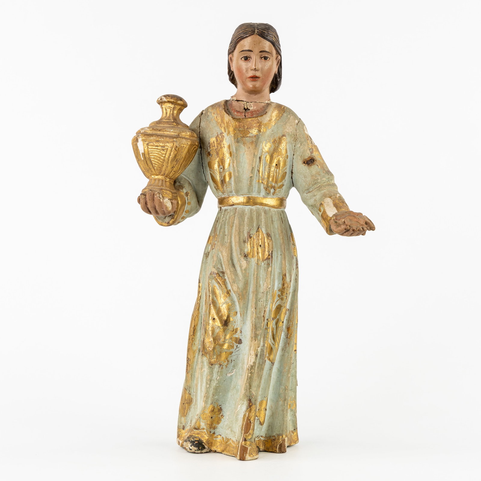 A Female figure, polychrome wood, 17th/18th C. (1 of 10)