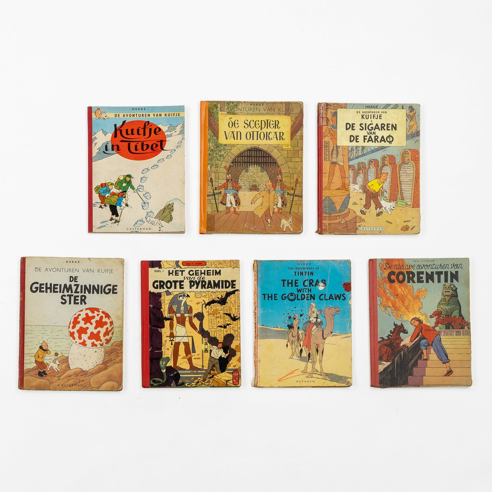 Herge, Paul Cuvelier, Edgar P. Jacobs, seven comic strips. (1 of 15)
