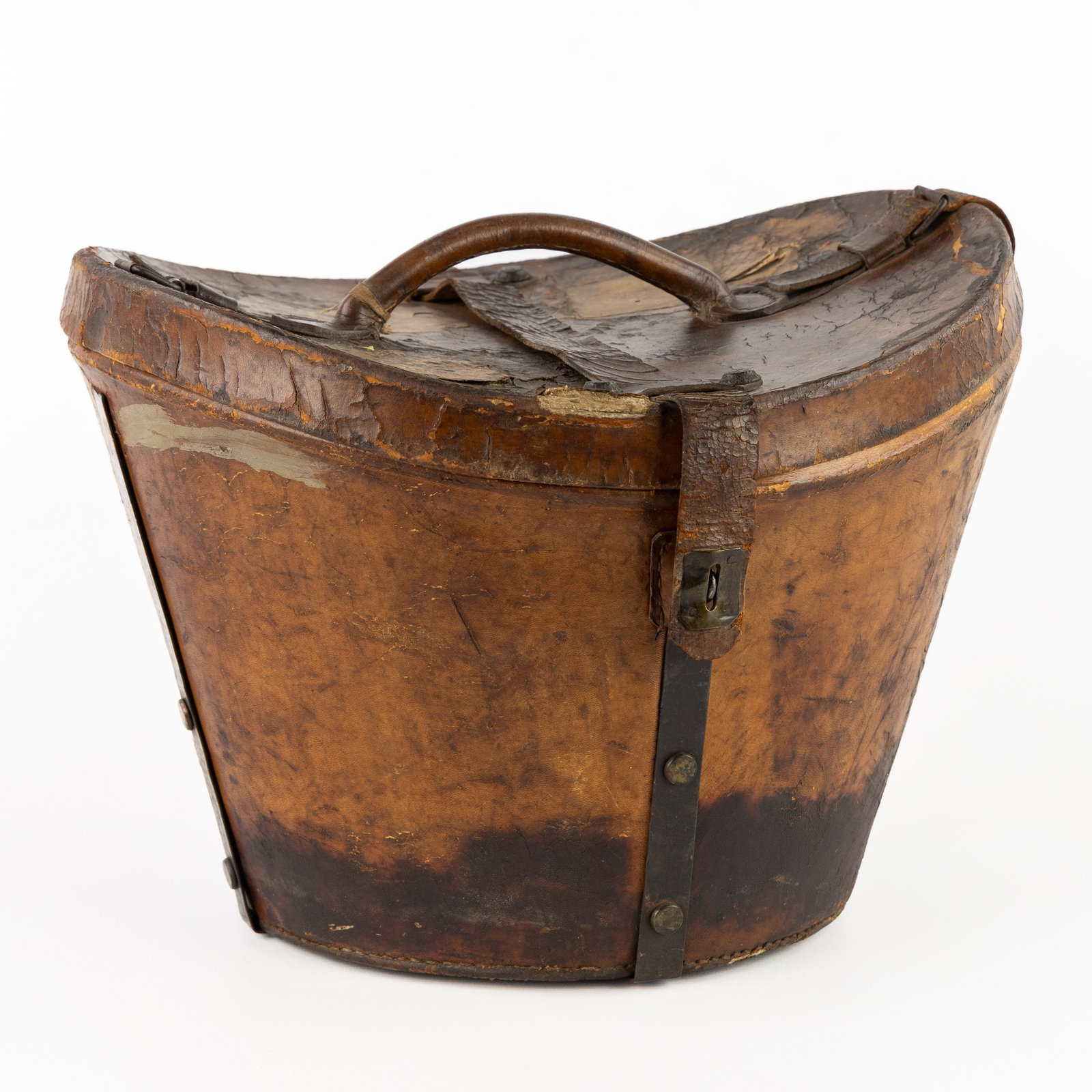 An antique travel case for a top hat. Late 19th or early 20th C. (1 of 8)