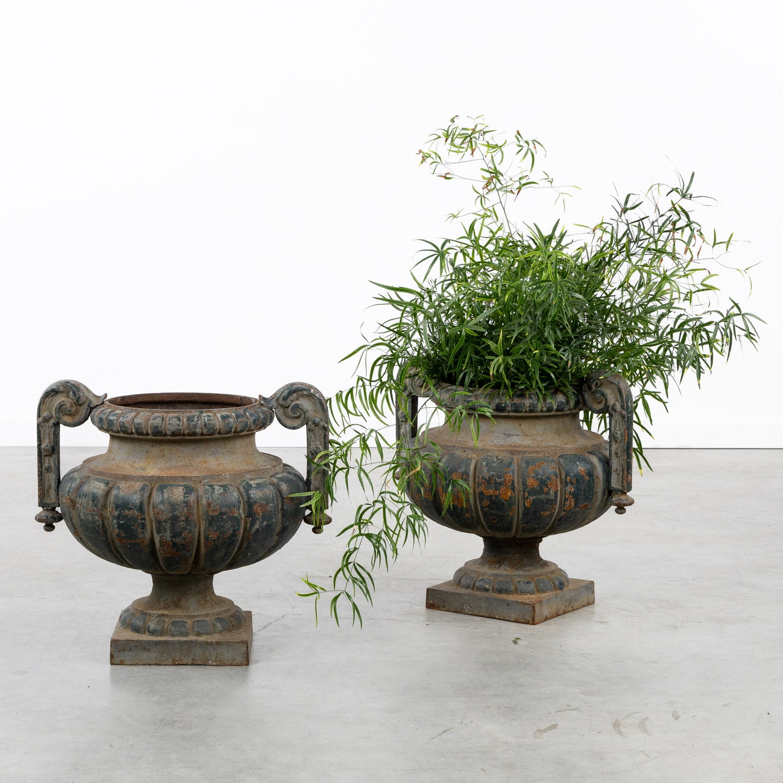 A Pair of antique garden vases, Louis XVI style, patinated cast iron. France, late 19th C. (1 of 9)