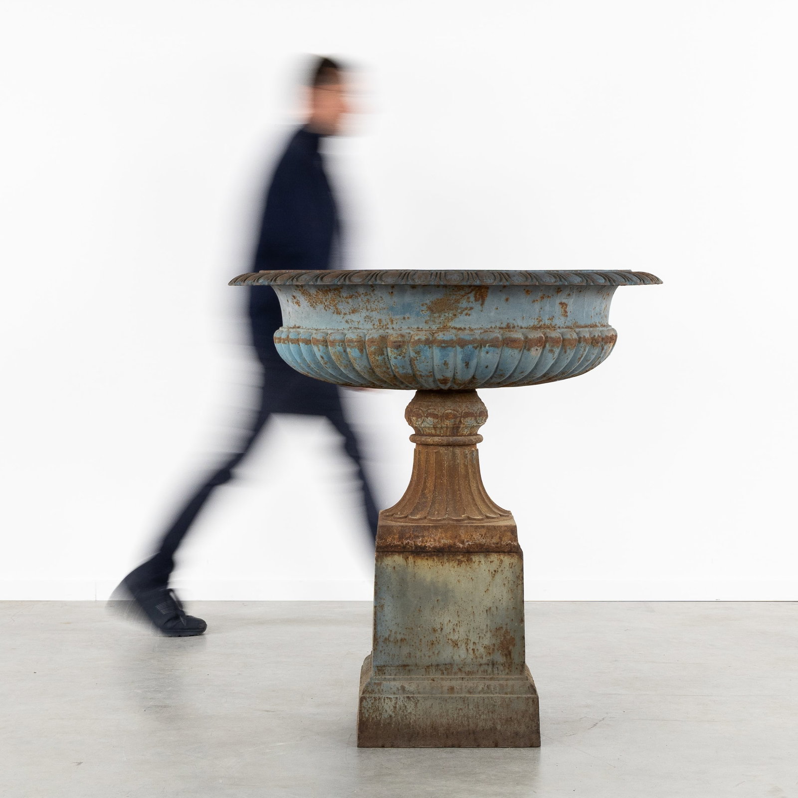 A Large antique garden vase on a pedestal, Louis XVI style, patinated cast iron. France, circa 1900. (1 of 6)