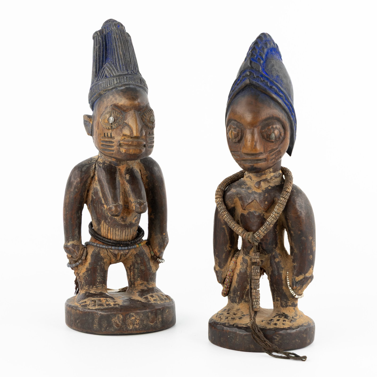 Ethnic Art: two Yoruba sculptures, Ere Ibeji 'Twins' sculptures, Nigeria. ca 1900-1950 (1 of 8)
