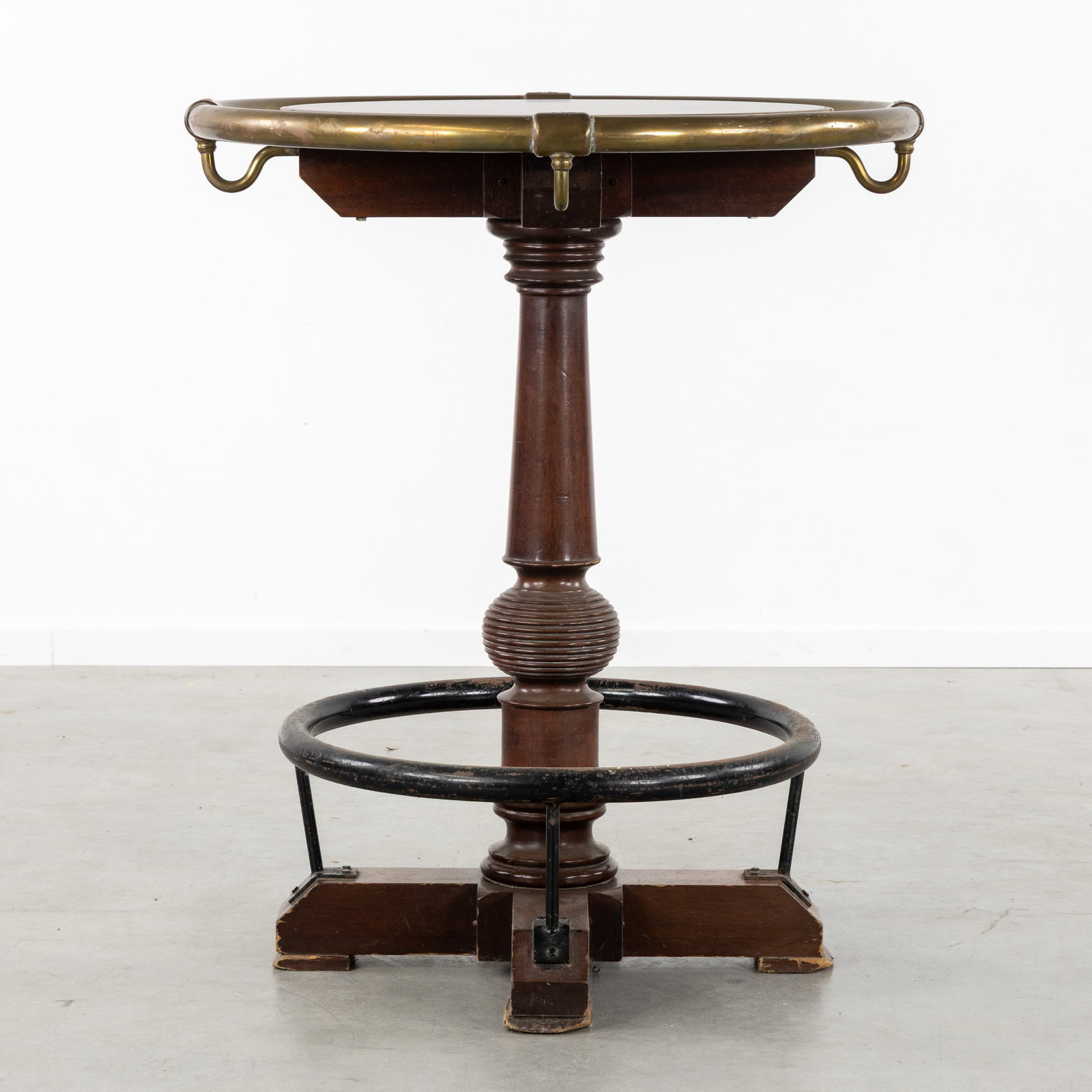 A High Bar table or Stammtisch, Wood, brass, and patinated metal. (1 of 5)