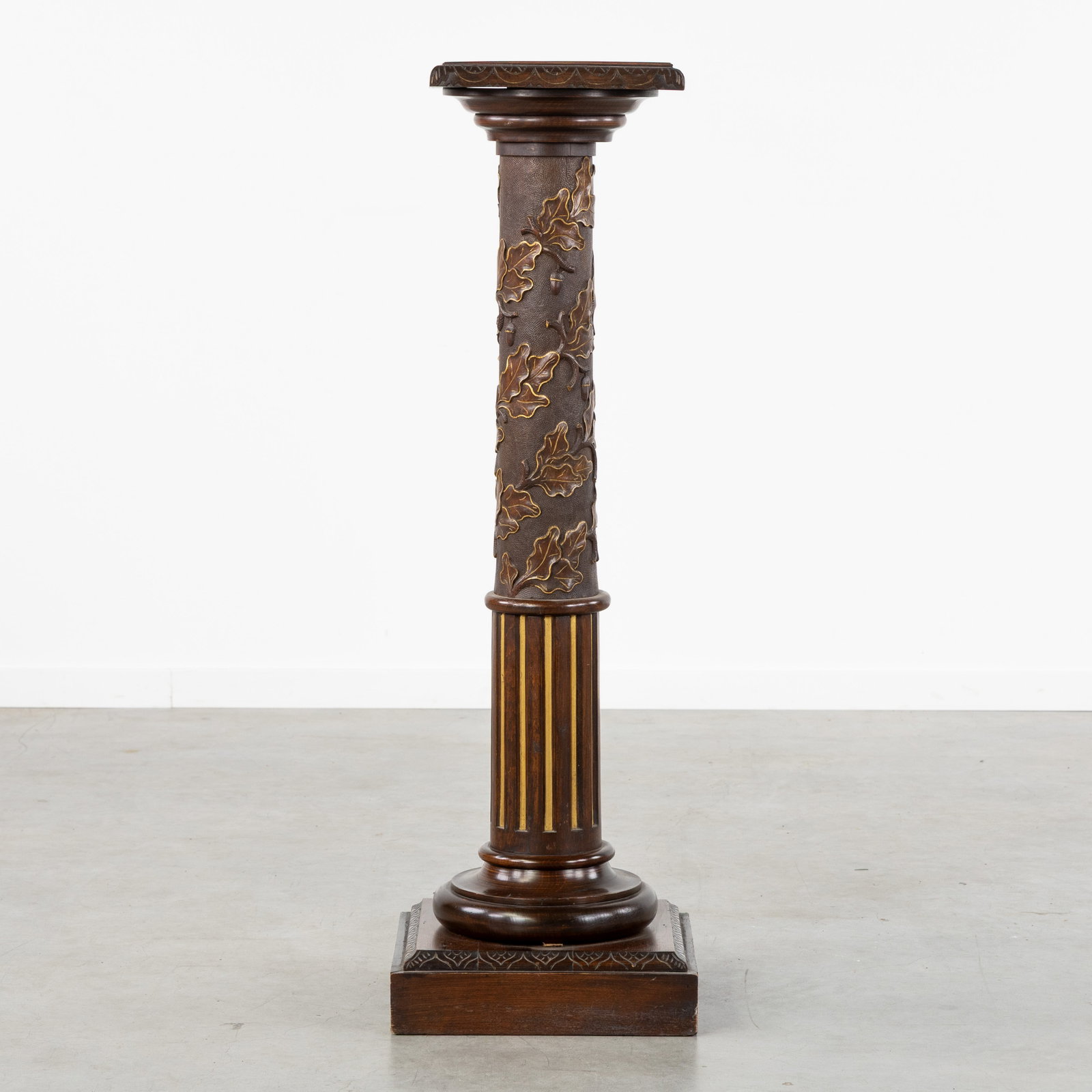A Wood-sculptured console or pedestal, decorated with oak leaves. (1 of 6)