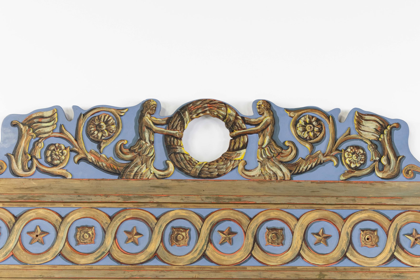 An Impressive large mirror, patinated wood and glass, Byzantine and Empire ornamentation, 20th C. - 2