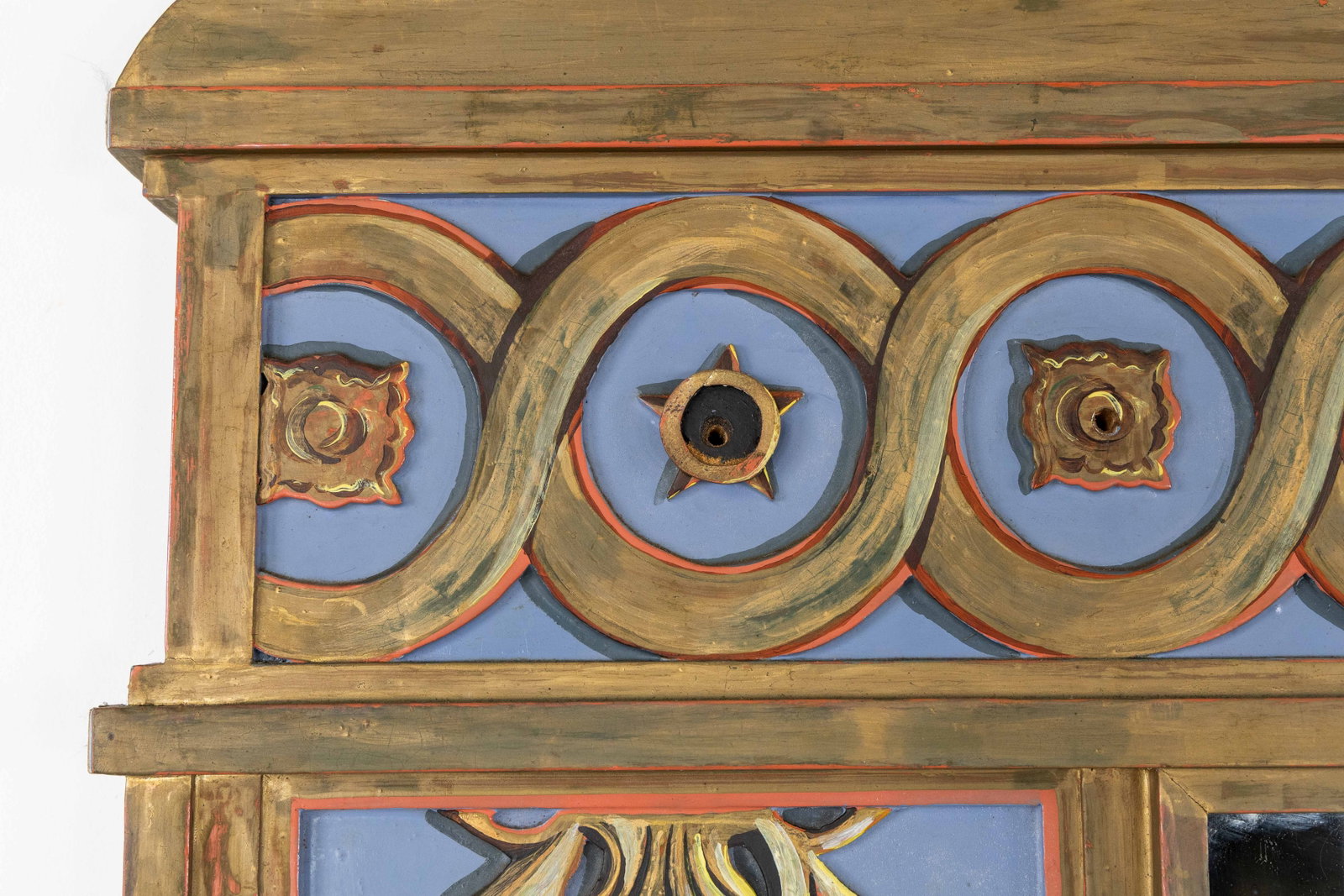 An Impressive large mirror, patinated wood and glass, Byzantine and Empire ornamentation, 20th C. - 7