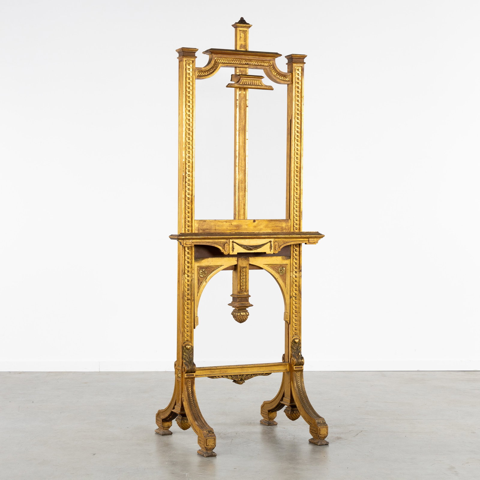 An Antique easel, sculptured and gilded wood, Napoleon III, France, circa 1860. (1 of 7)