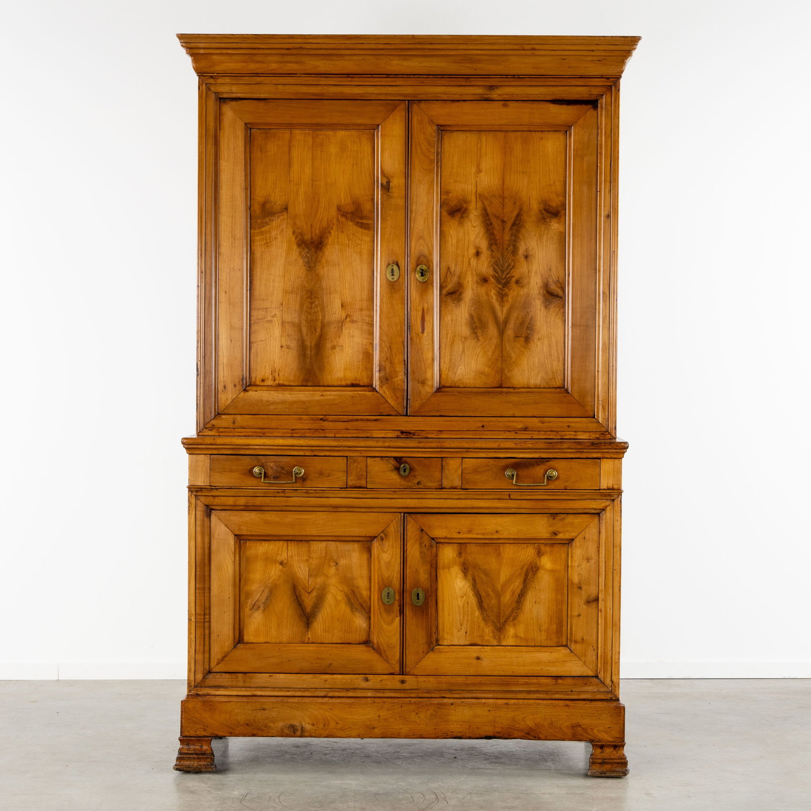 An Antique chestnut 'Deux Corps' cabinet, France, 19th C. (1 of 9)