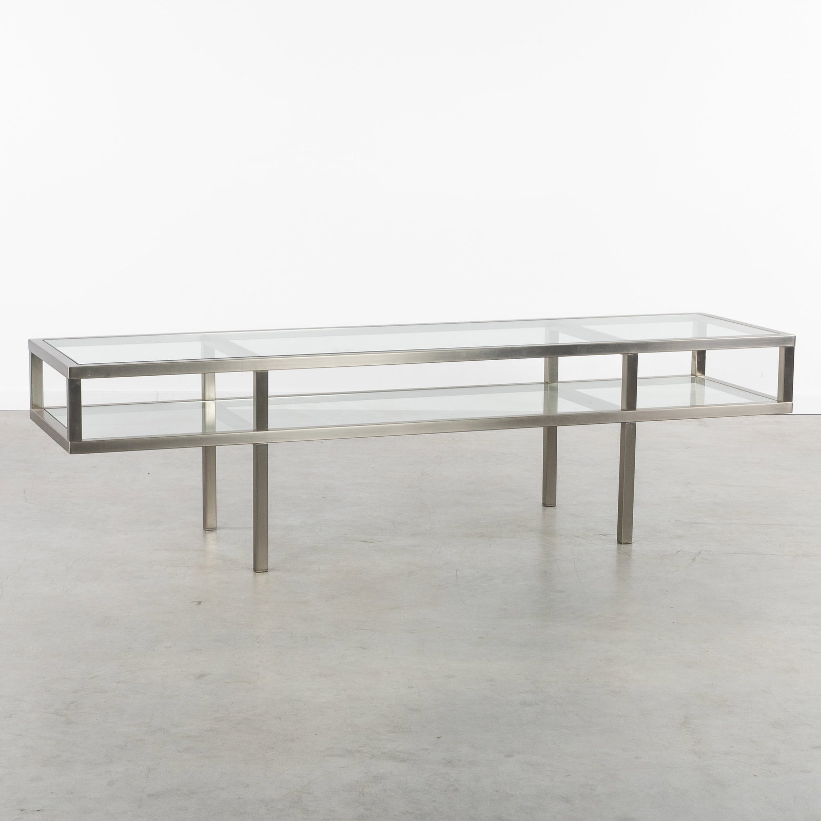 A Sideboard or Console table, brushed metal and glass. (1 of 6)