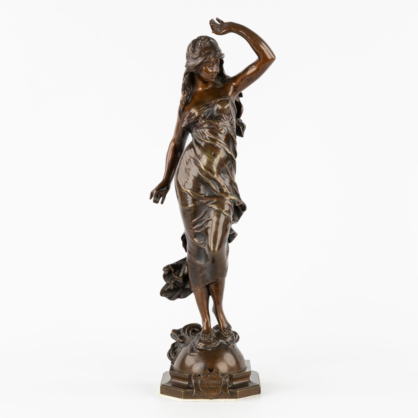 Auguste Moreau (1834-1917) 'L'Aurore', patinated bronze. (1 of 8)